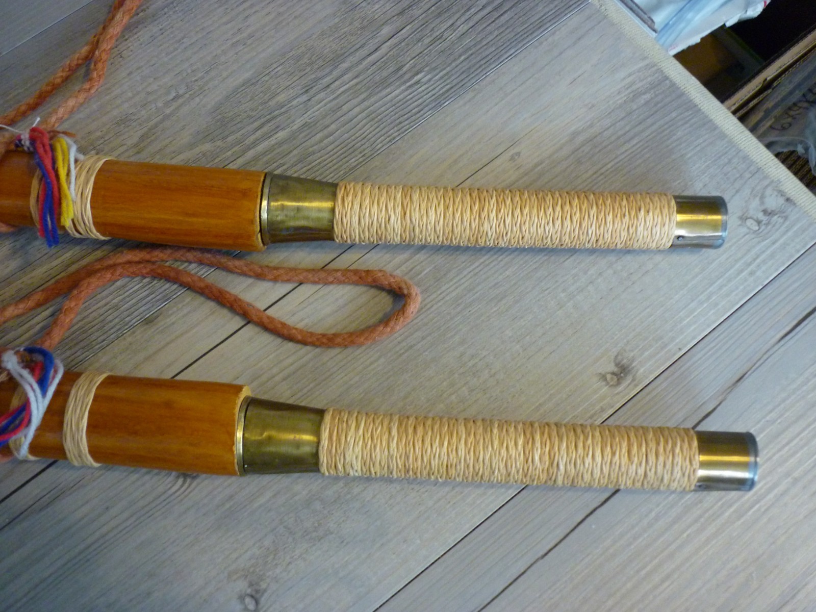 VINTAGE HANDMADE THAILAND SWORDS WITH SCABBARD PAIR DECORATIVE 25″