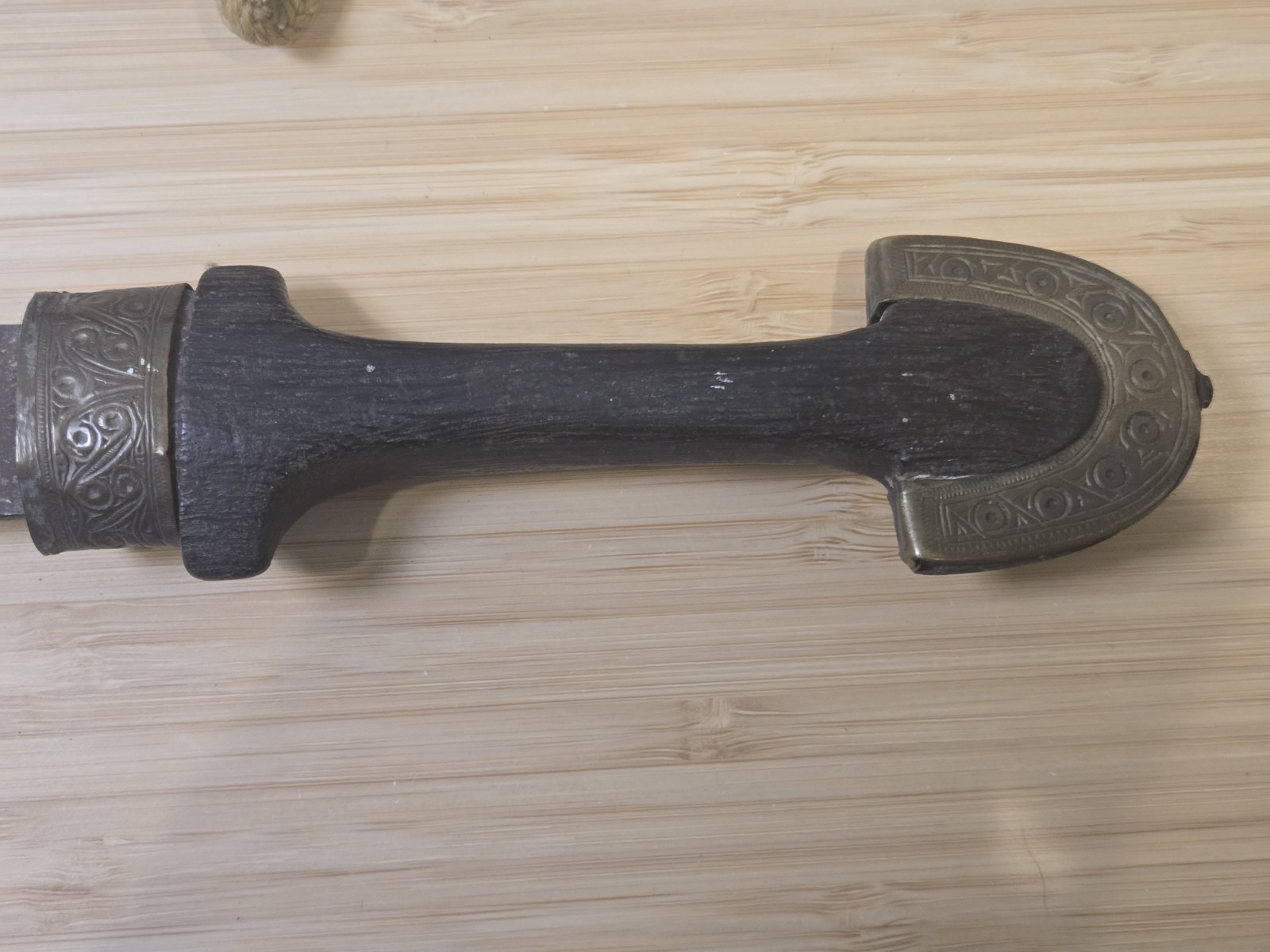 Antique Wood and Brass Dagger Knife Khanjar Islamic Middle Eastern 19th Century