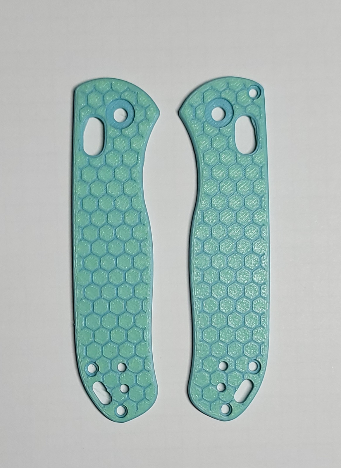 Kizer Drop Bear 2 Custom Made Scales PLA Plastic Blue With Glow Hexagon NO KNIFE