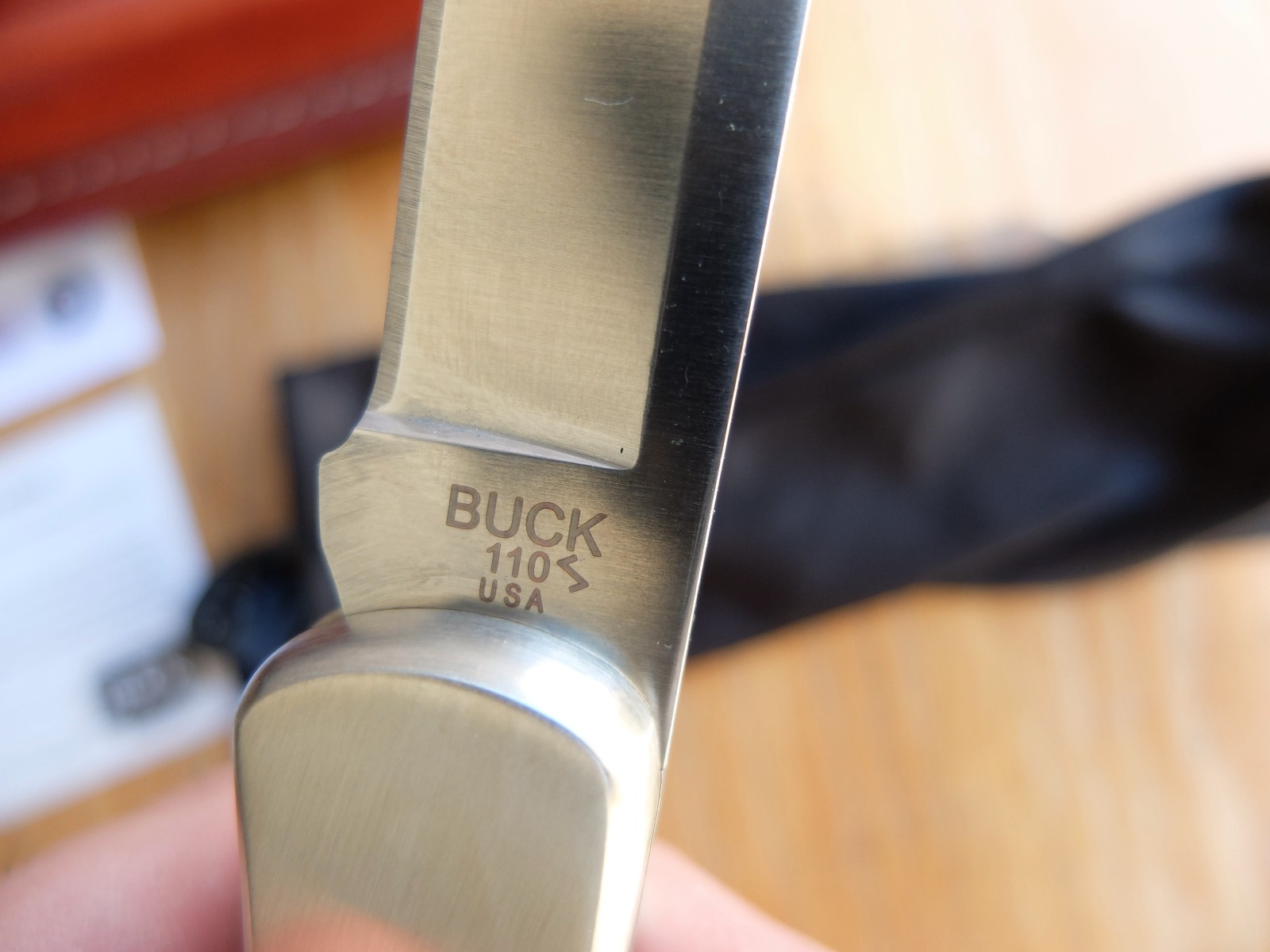 Buck 110 Bos Magnacut blade blue denim micarta folding hunter knife w COA BOTM