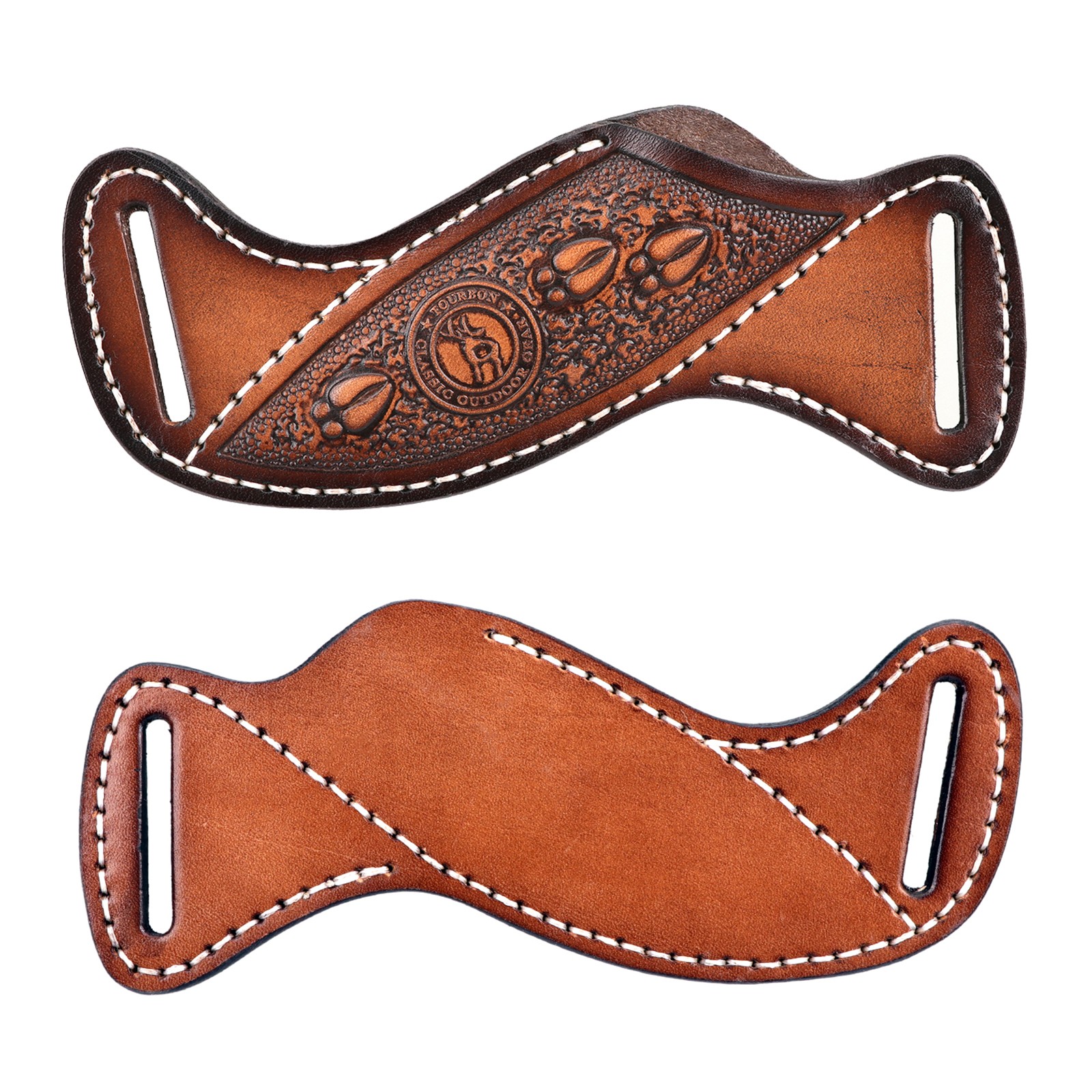 TOURBON Leather Fixed Blade Knife Sheath Slanted Pancake Belt Holster Hunting US