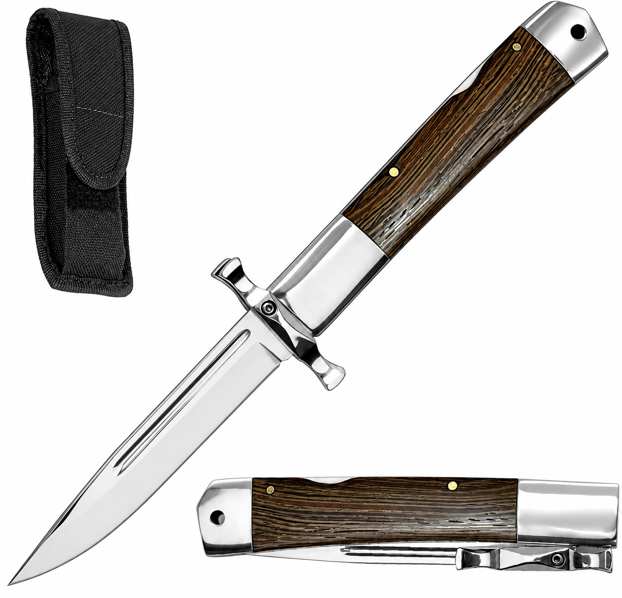 Elitedge Fancy Swing Guard Lockback Pocket Knife Folder Dark Wood 440C 10-001DW