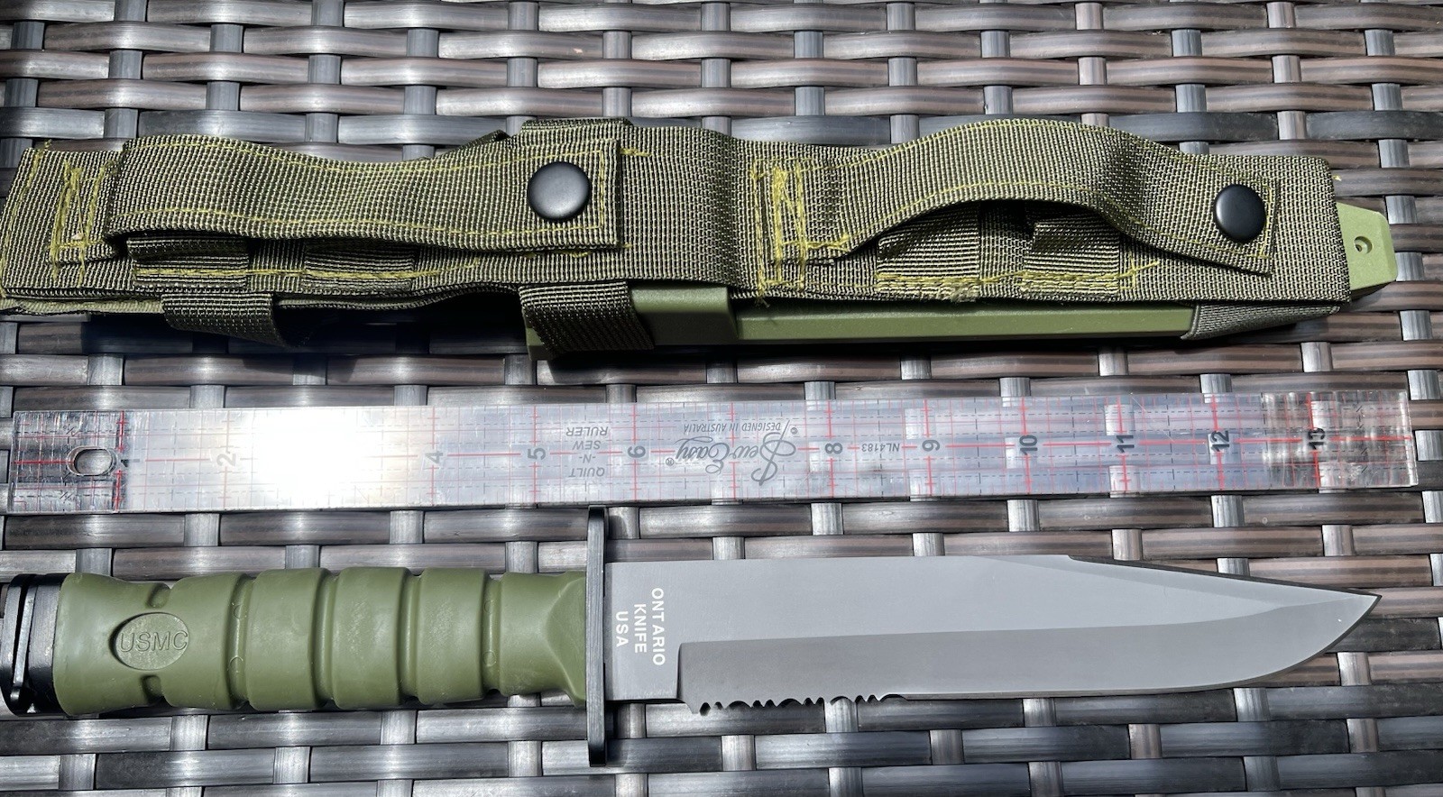 Ontario Knife OKC3S USMC Combat 8″ Blade and Scabbard Green