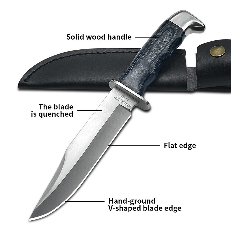 Lightweight Fixed Blade Knife Non-slip Grip Synthetic Leather Sheath