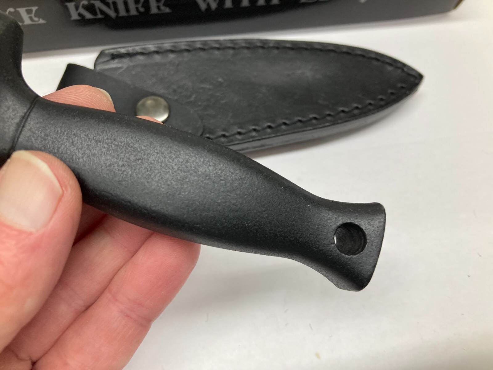 Fixed Blade Knife, Silver Blade, with Leather Sheath G-20L