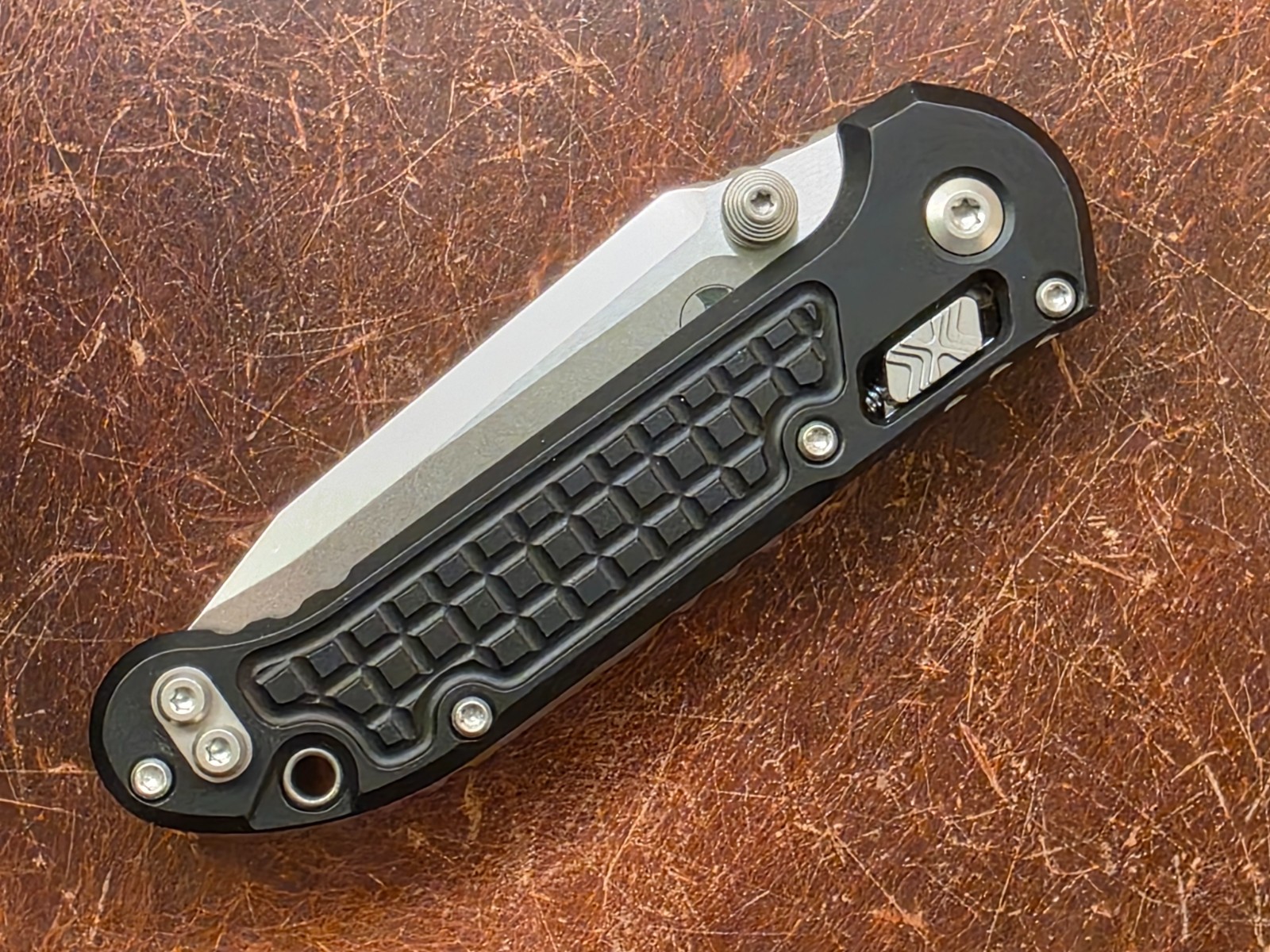 Microtech RAM-LOK Manual Large Underwater Demo Team Black Frag M390MK Blade