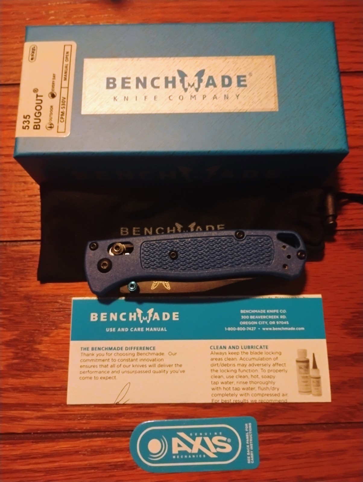 Benchmake Bugout 535 Blue Handle S90V Black Blade ships from USA