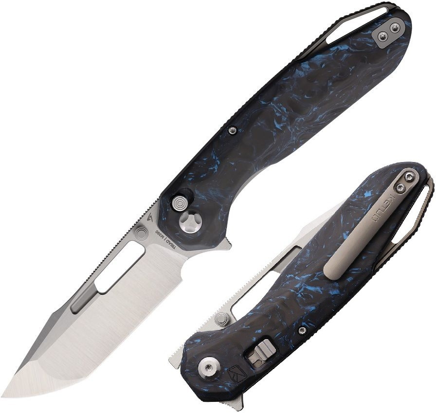 Ketuo Triad Folding Knife 3.25″ Bohler M390 Steel Blade Carbon Fiber Handle