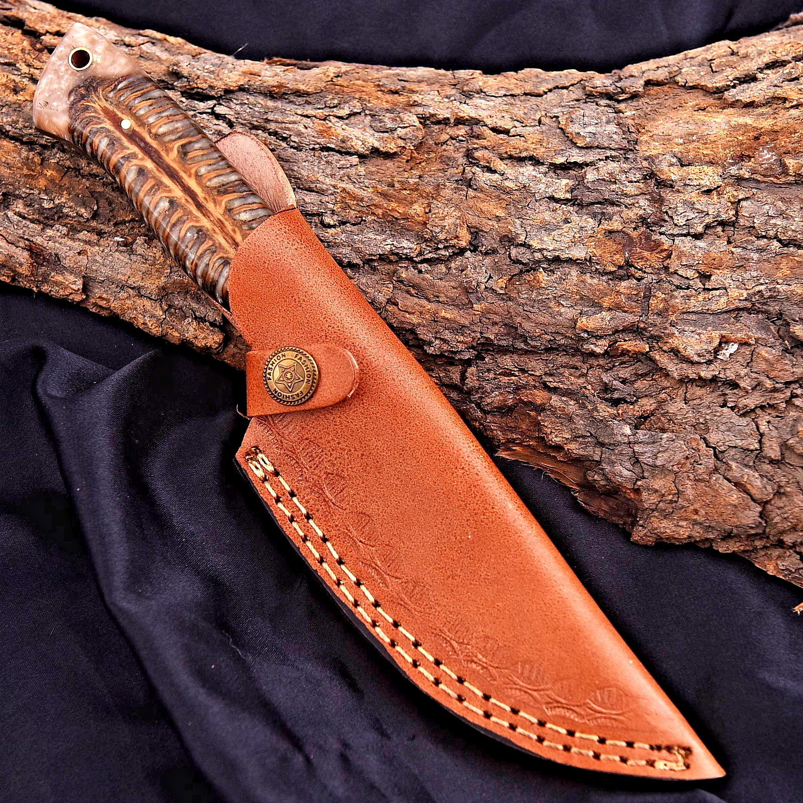 Custom HandMade Forged Damascus Steel Blade Hunting Survival Knife 2934
