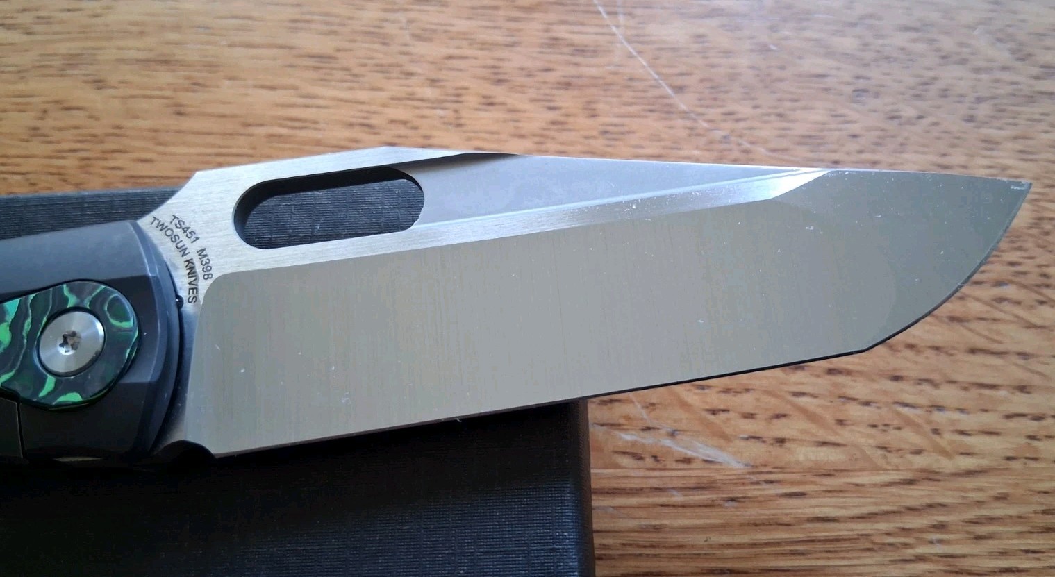 🔥TWO SUN – Folding Knife SOLID Ti Handle w/CF Inlay & M398 Blade (TS451-M398)