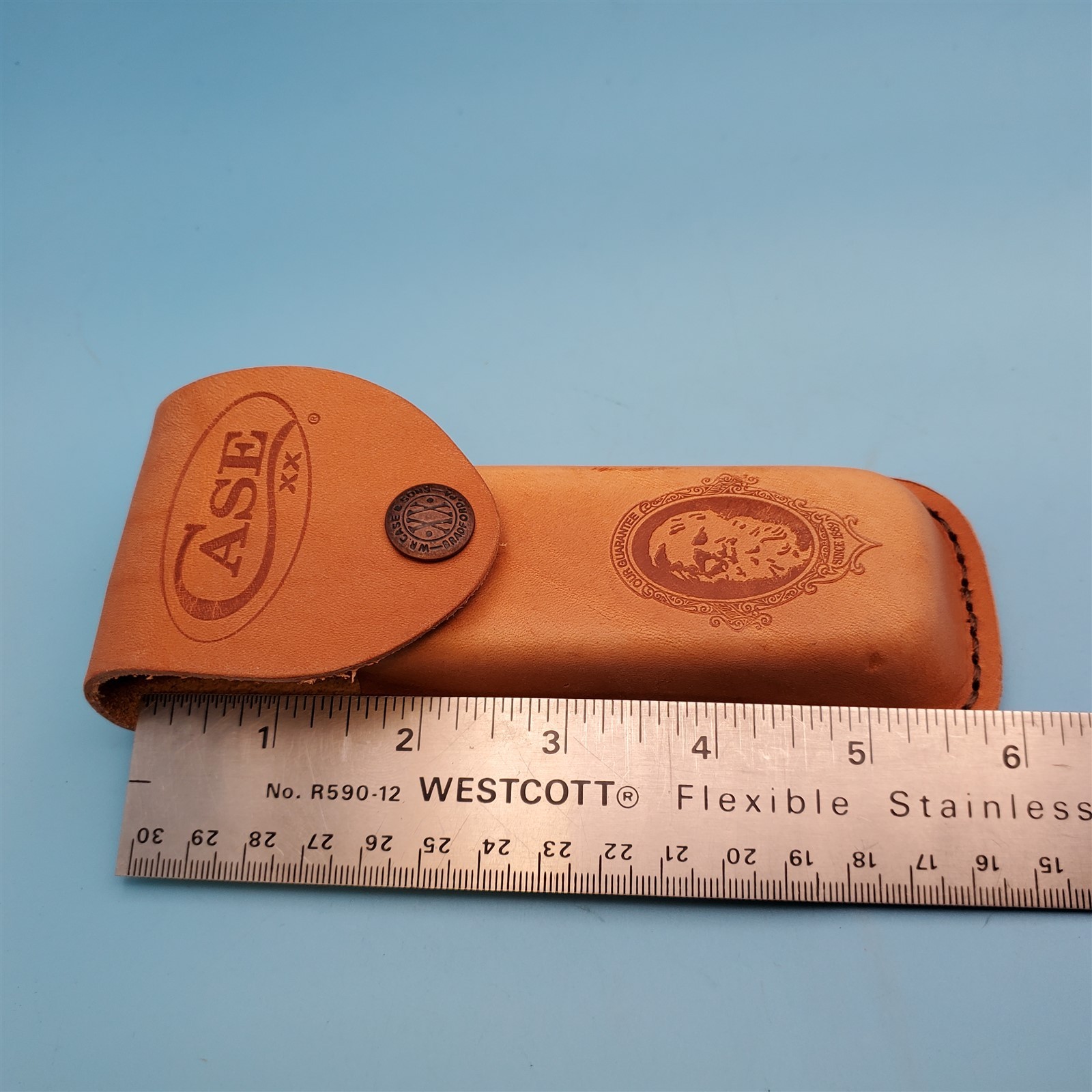 Case XX Pocket Knife Sheath Brown Leather Folding Blade Hunter Case 6″ FS