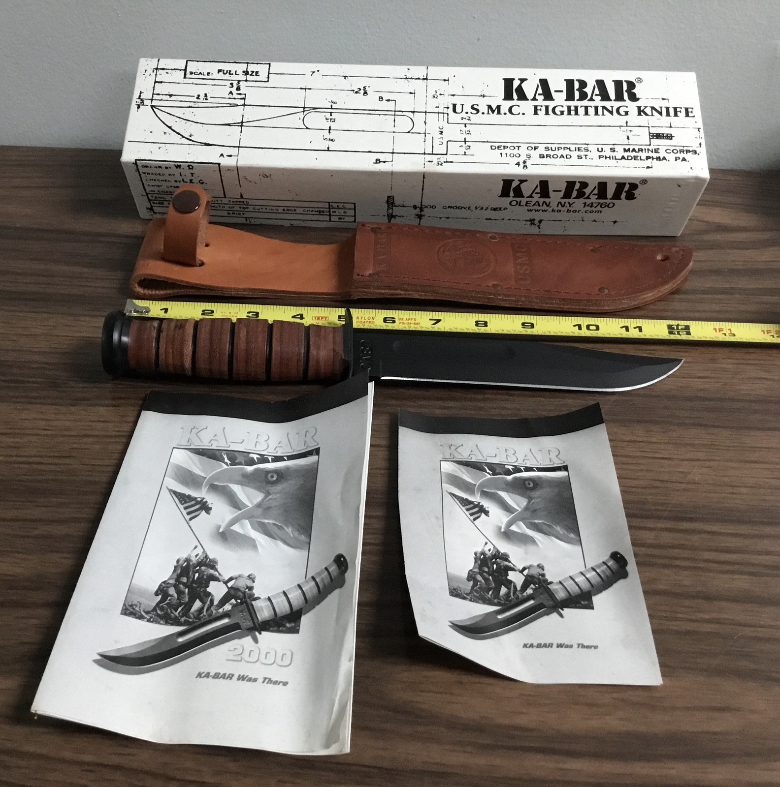 Vintage Ka-Bar U.S.M.C. Fighting Knife 1217 W/Sheath. NOS IN BOX WITH PAPERS