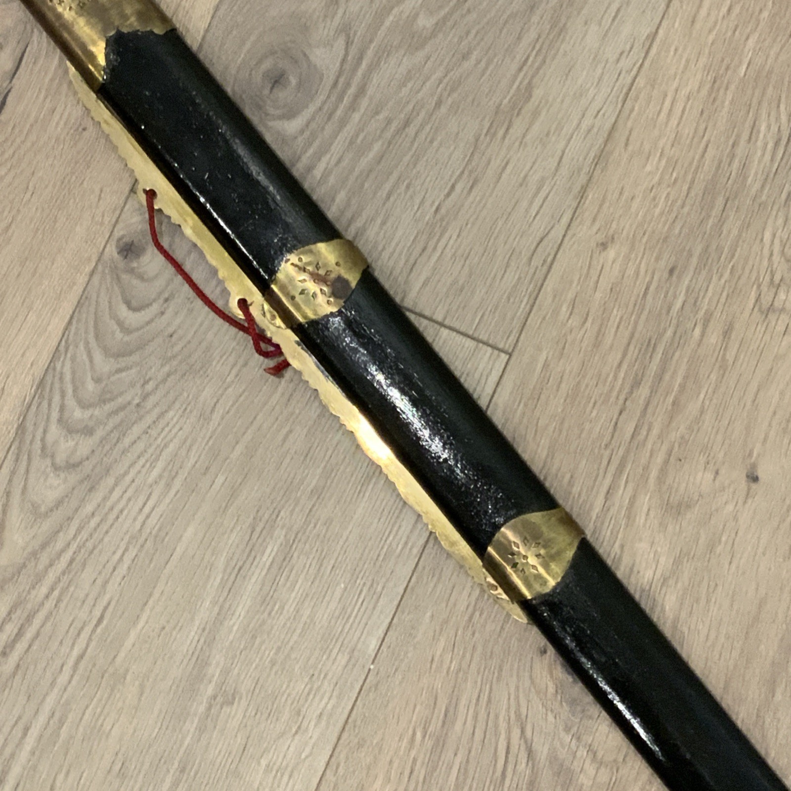 Chinese Sword Jian With Wooden Scabbard and Brass Fittings Tai Chi Kung Fu Wushu