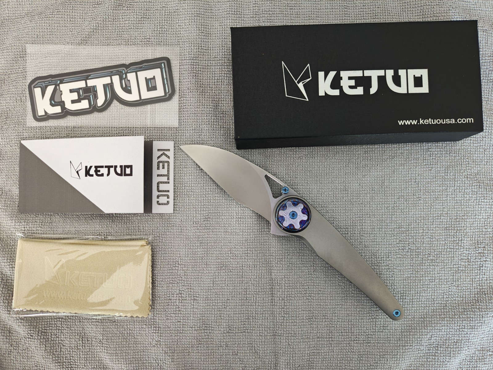 Ketuo Happy Hour M390 Titanium Pocket Knife with Mokuti Inlay