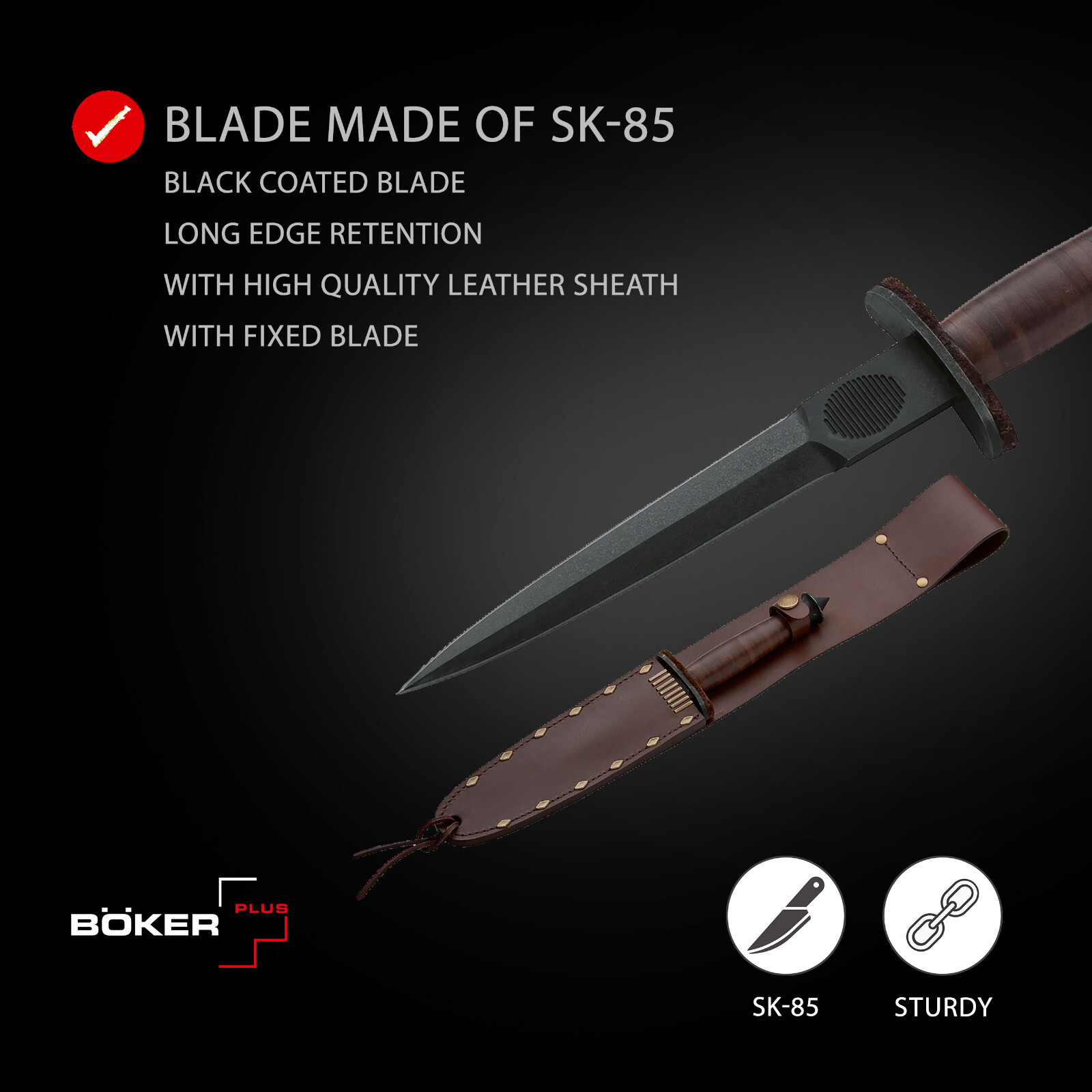 Boker Plus V-42 Devil’s Brigade 2.1 Fixed Knife 7.01″ Blade 1095 ✔️ 02BO109