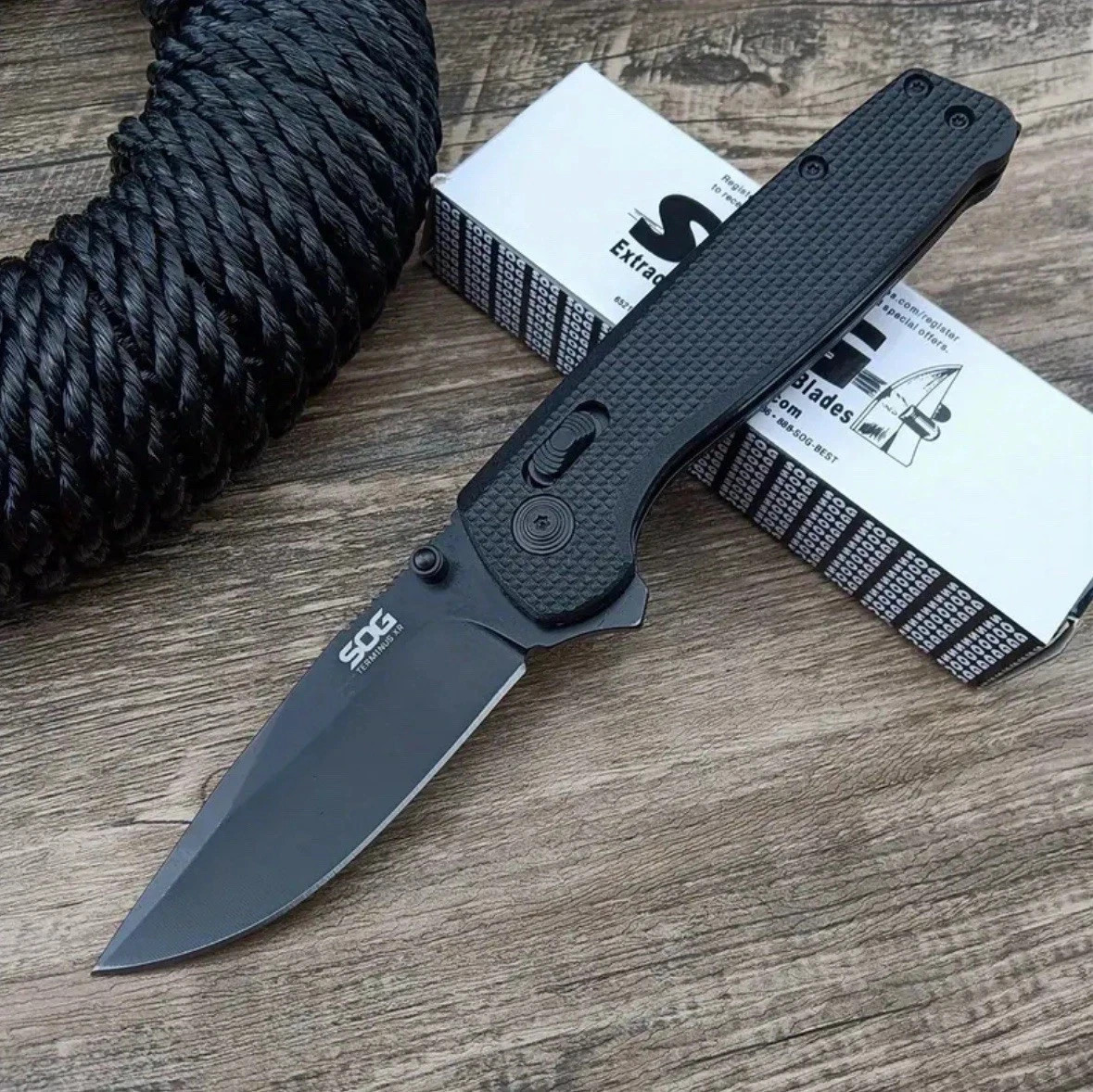 SOG Terminus XR Style 3″ D2 Folding Knife Flipper Pocket Gray Orange Black Green