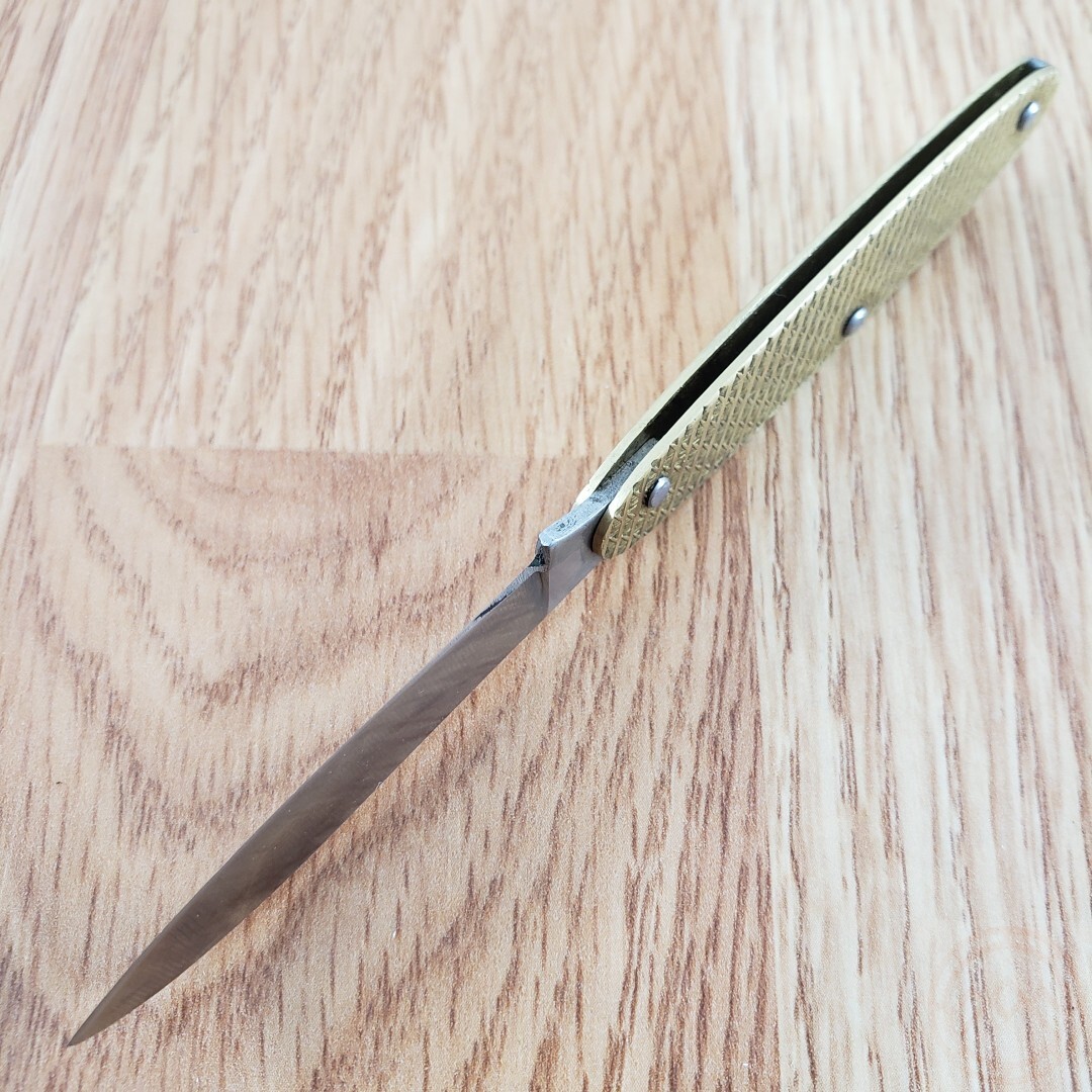 Fraraccio Knives Old School Folding Knife Stainless Steel Blade Brass Handle
