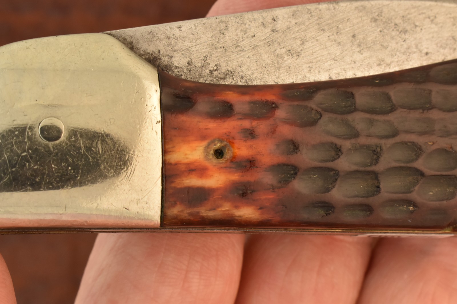 VINTAGE CASE XX 1940-1964 RED BONE JUMBO FOLDING HUNTER KNIFE 6265 SAB (36080)