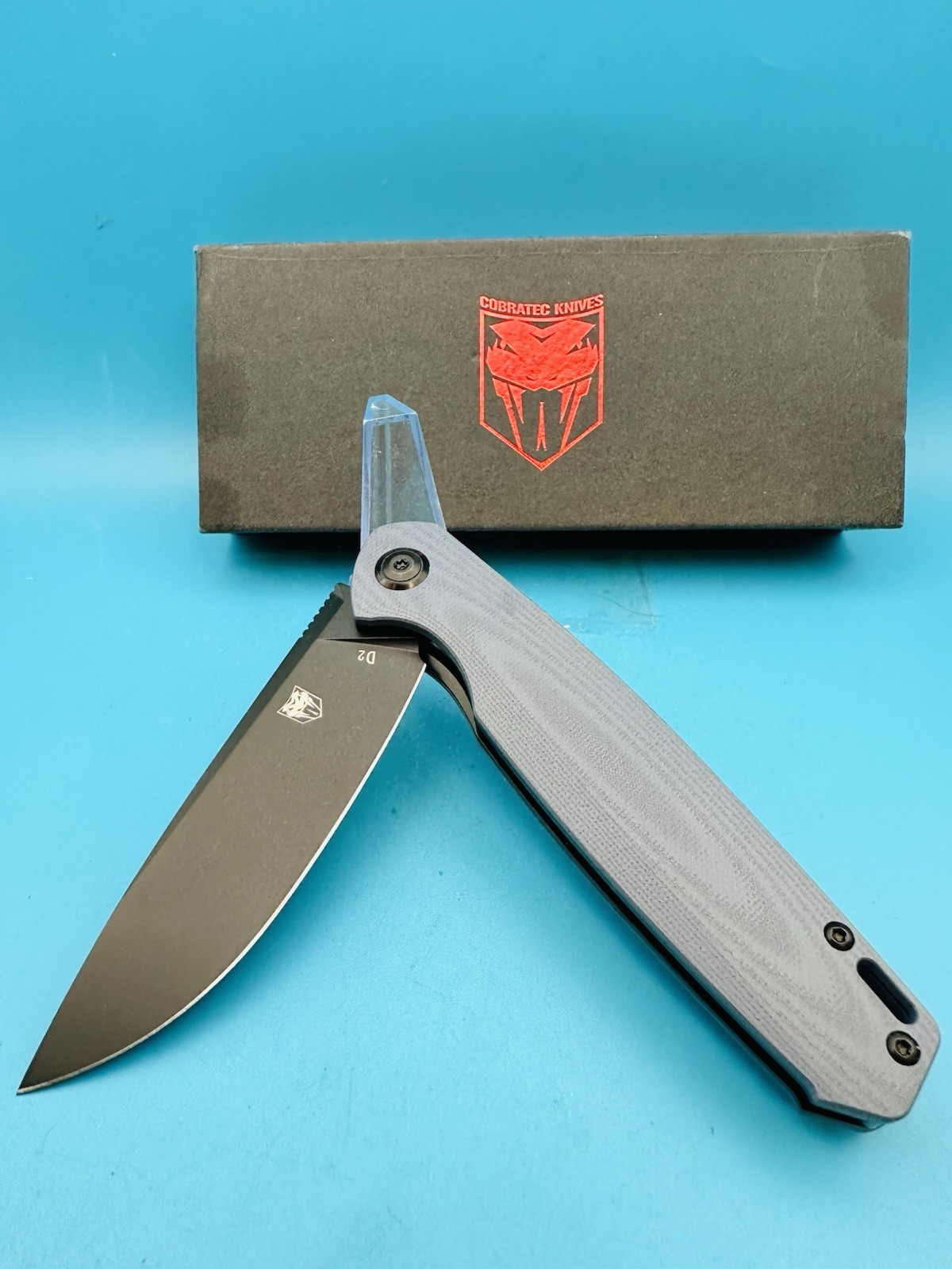 Cobratec Knives Rath Liner Folding Knife 3.5″ D2 Tool Steel Blade Gray G10 Hdl