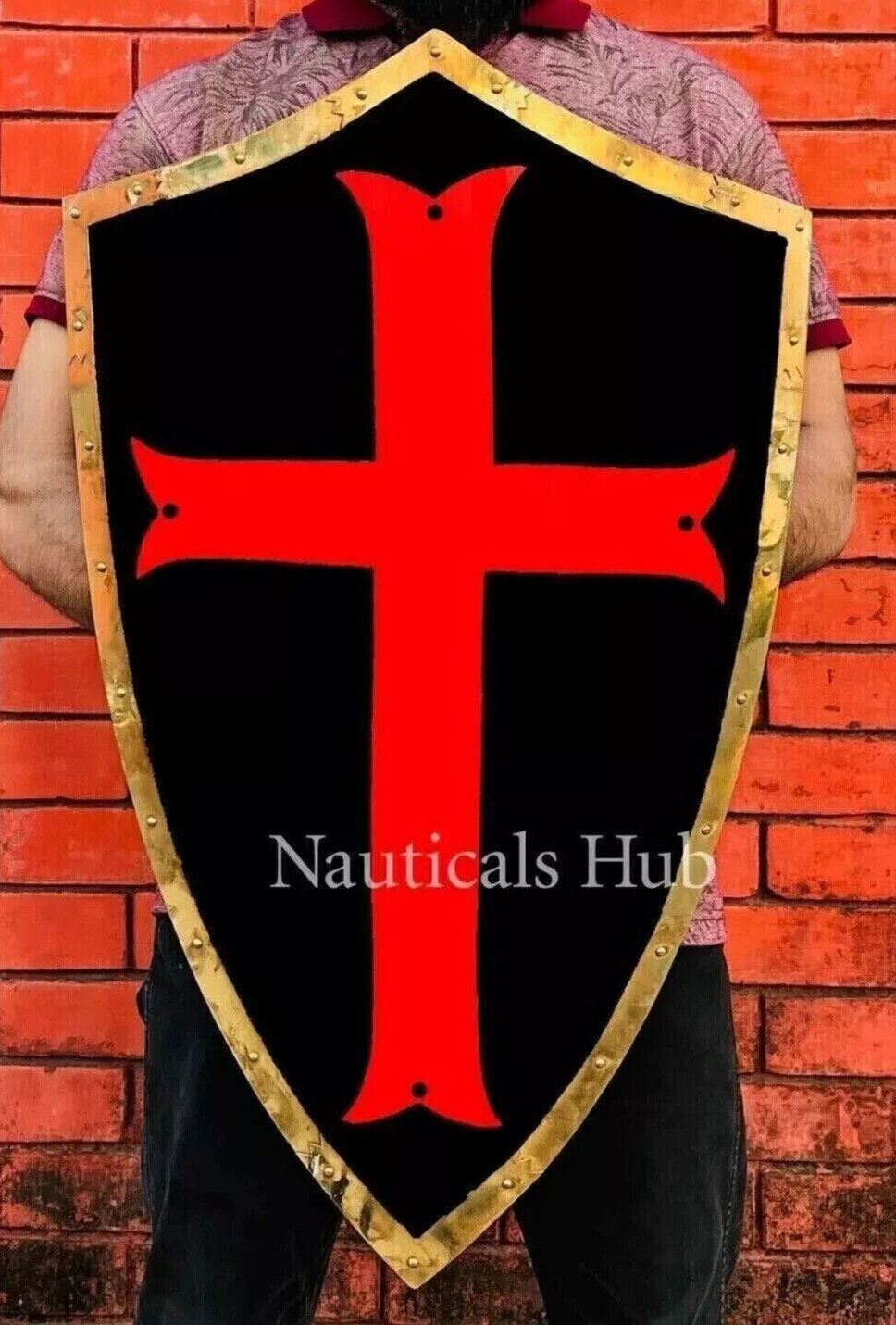 Medieval Templar Knight Red Cross Battle Cosplay Reproduction armor shield