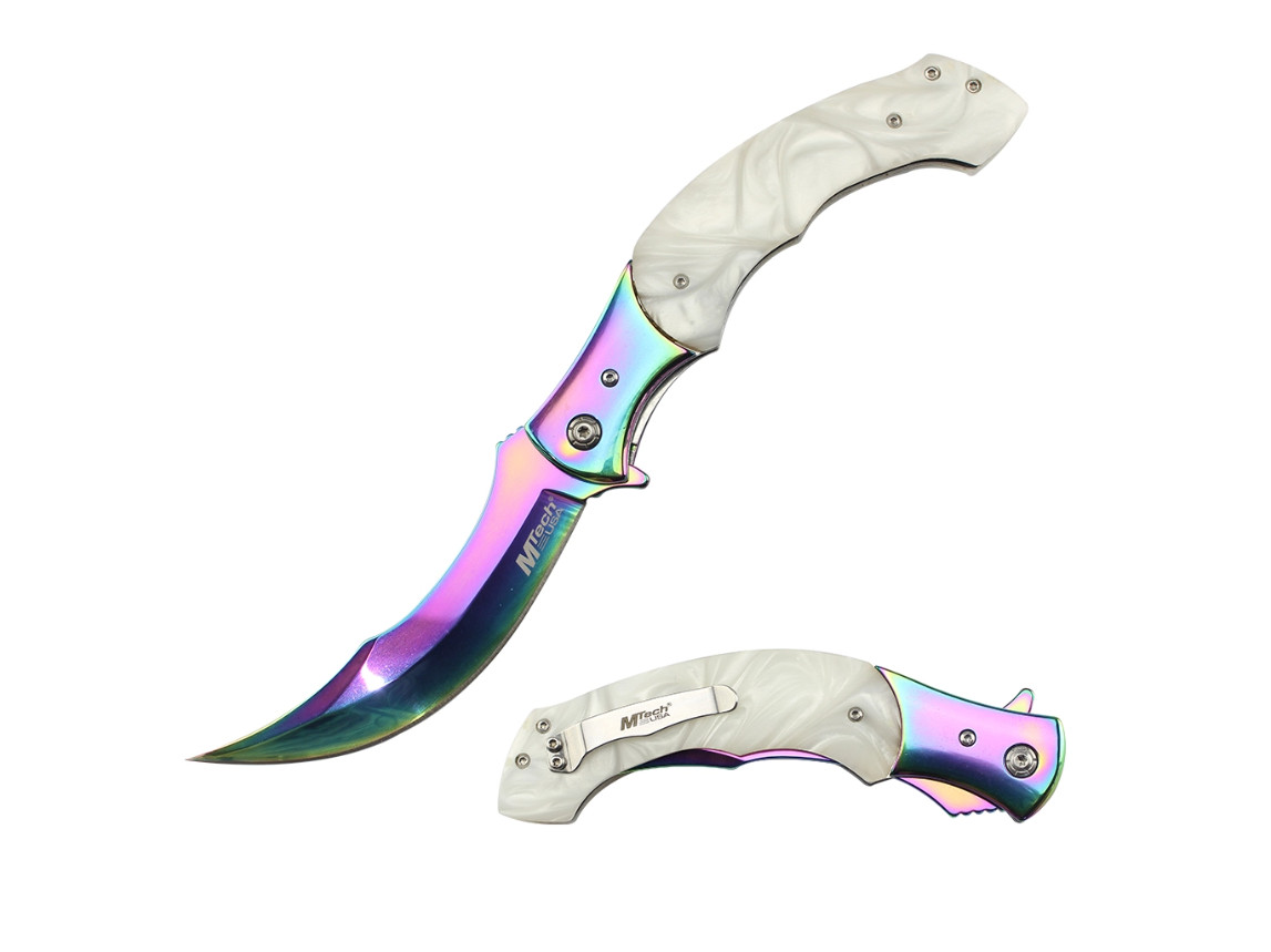 9.7″ MTech USA Spring Assisted Knife-POM & Stainless Steel Handle-Pocket Clip