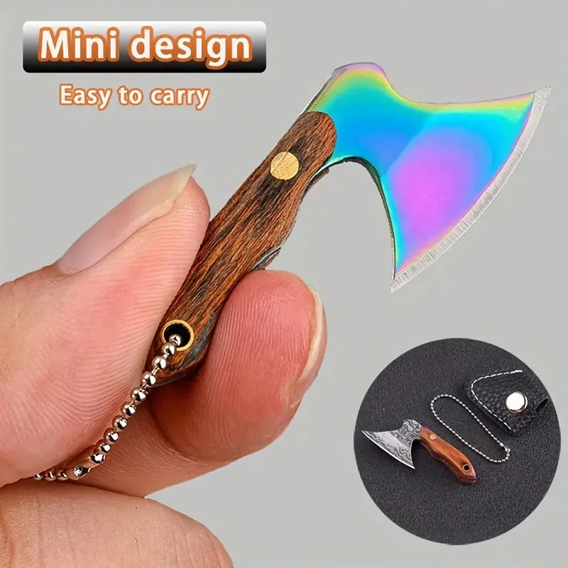 Mini EDC Small Axe Stainless Steel Portable Key Chain, Small Gift for Men