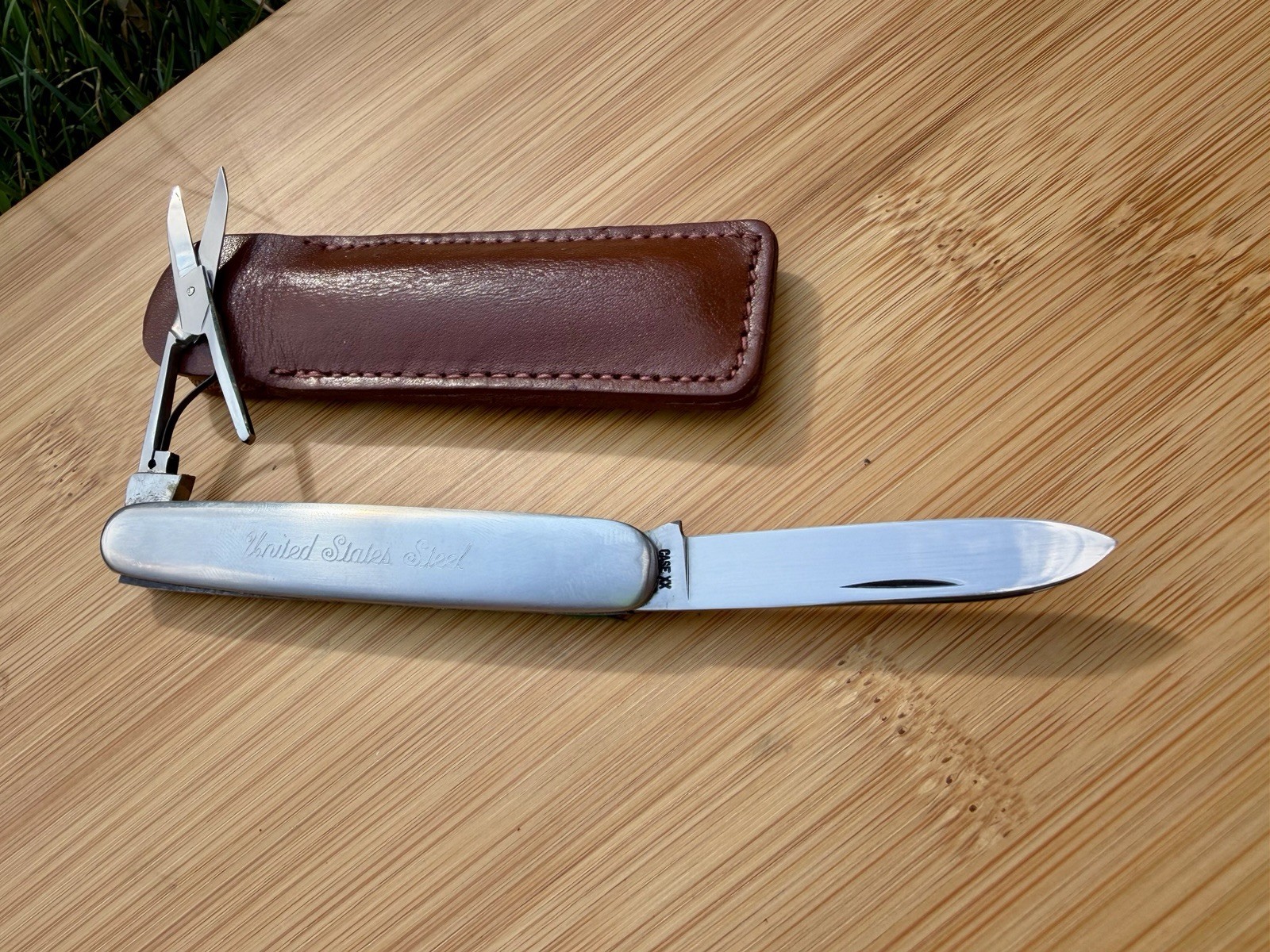 Vintage Case XX Stainless Pocket Knife Engraved “United States Steel” W/ Sheath