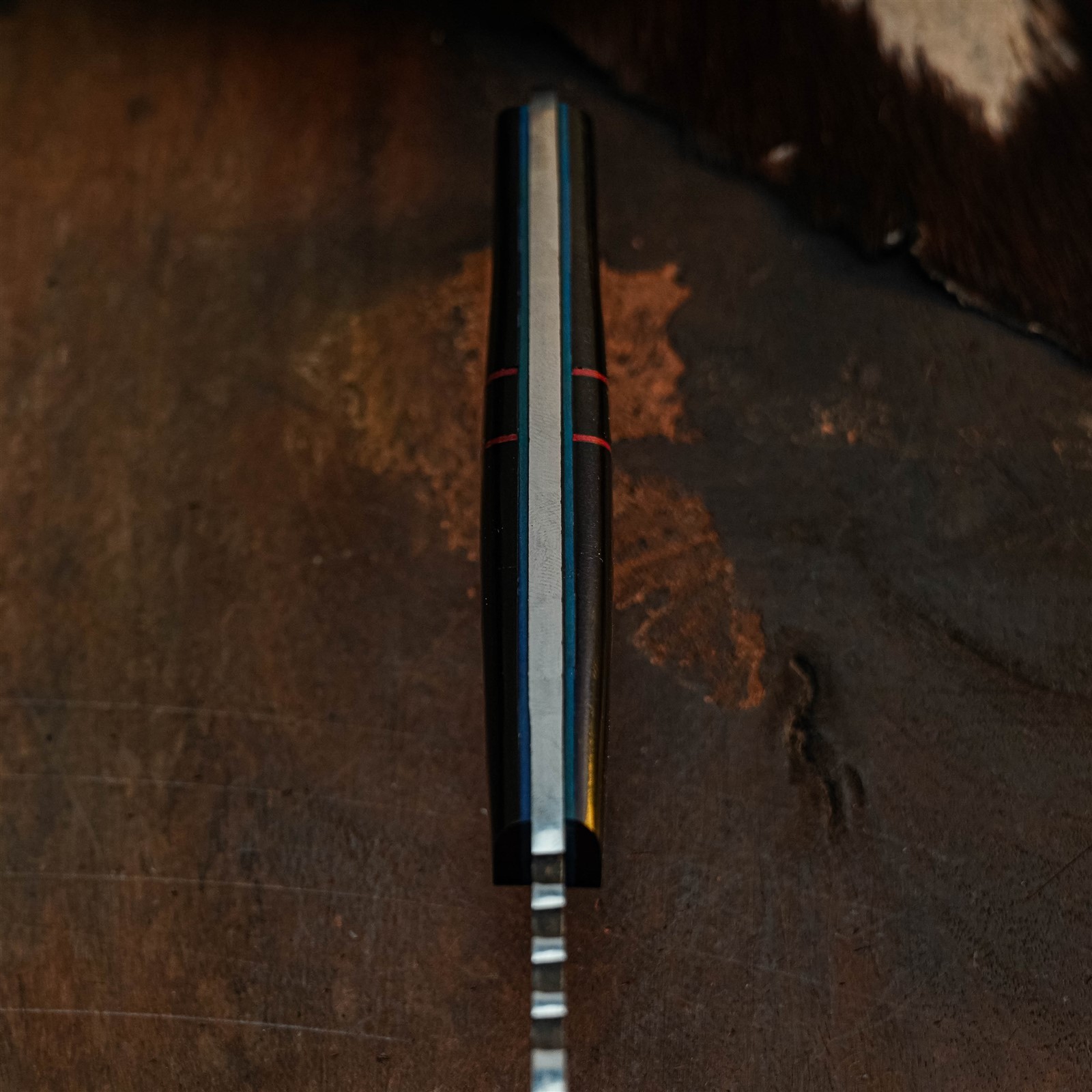 9.0″ Damascus Hunting Knife Full Tang Wood Handle Fix Blade + Sheath