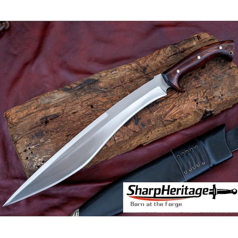 Handmade Greek Kopis Sword with 17 Inch 5160 Steel Blade, Full Tang Rosewood