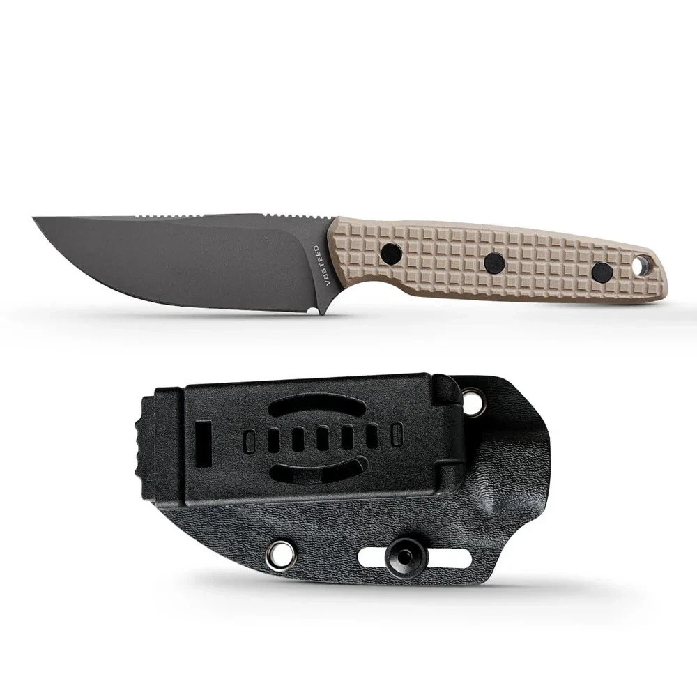 Vosteed Mink Fixed Blade Knife Sand G10 Handle 14C28N Plain Destroyer Gray D0107