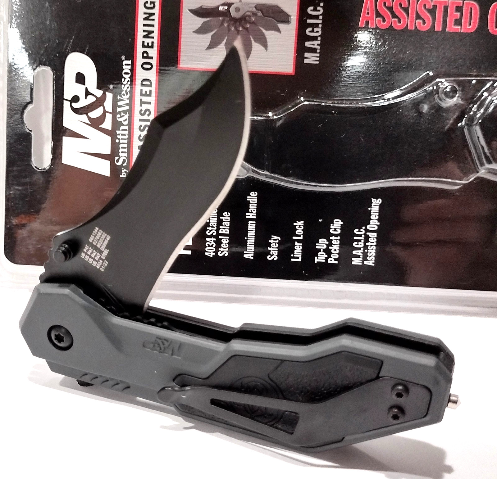 Smith & Wesson M&P Black Gray Spring Open Assisted Tactical Folding Pocket Knife
