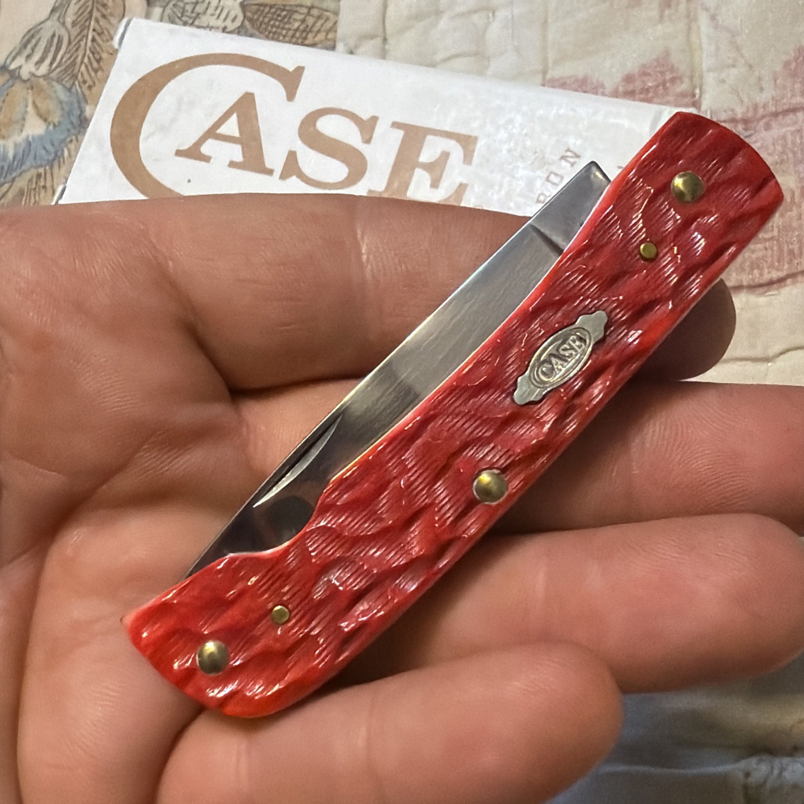2025 Case XX Dark Red Jig Bone Sod Buster Jr 31945 6137 CS Knife Custom EZ Open