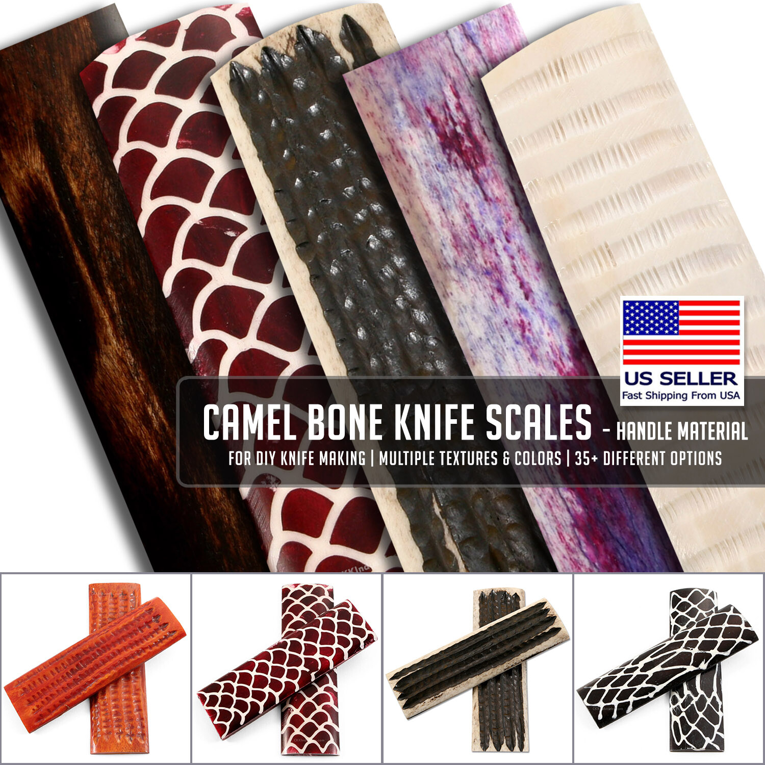 Camel Bone Knife Handle Scales for DIY Knife Making – 35+ Different Options