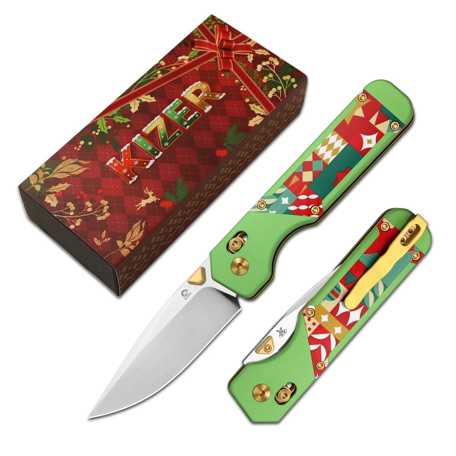 Kizer Militaw Christmas Folding Knife S45VN Blade Aluminum &G10 Handle Ki3634MC1