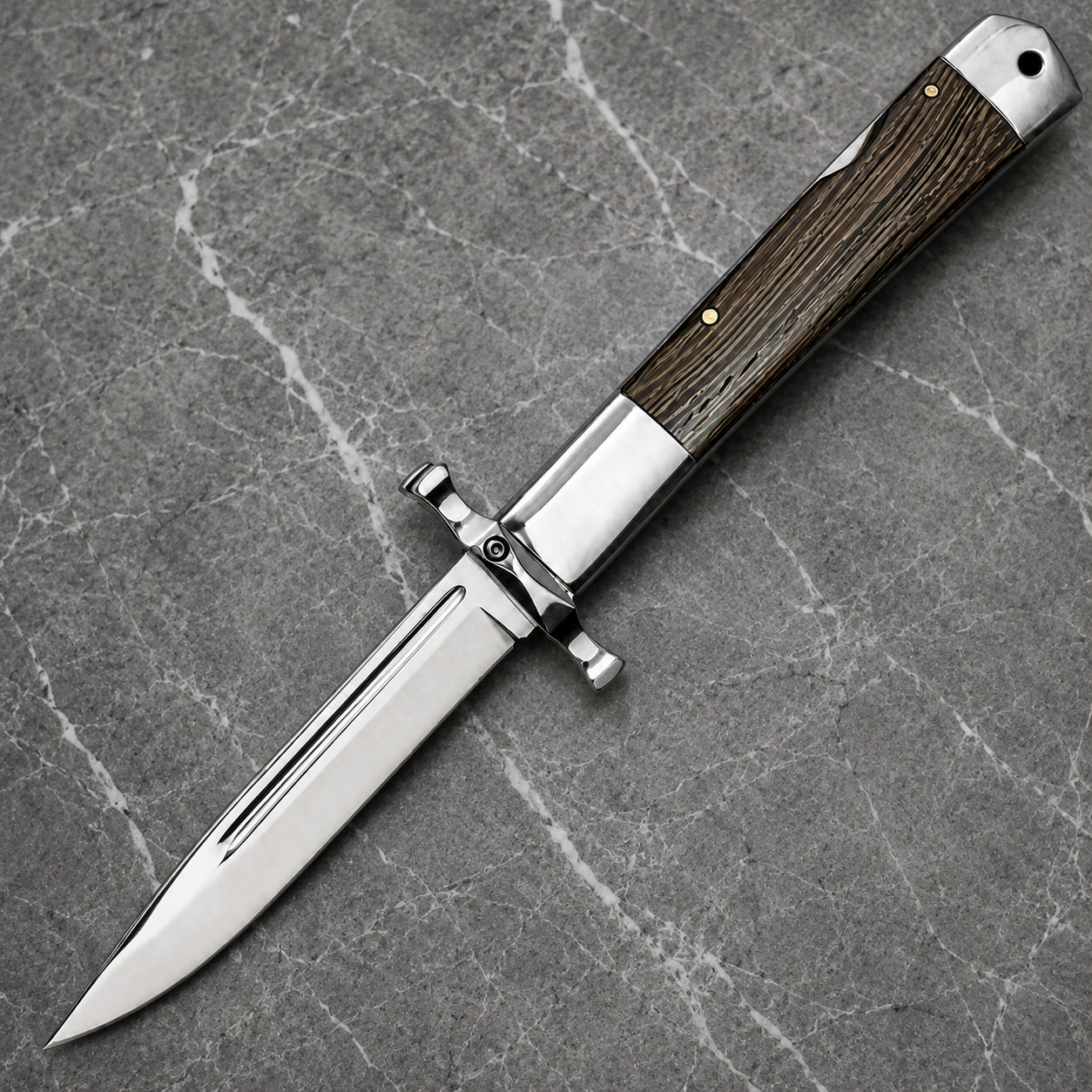 Elitedge Fancy Swing Guard Lockback Pocket Knife Folder Dark Wood 440C 10-001DW