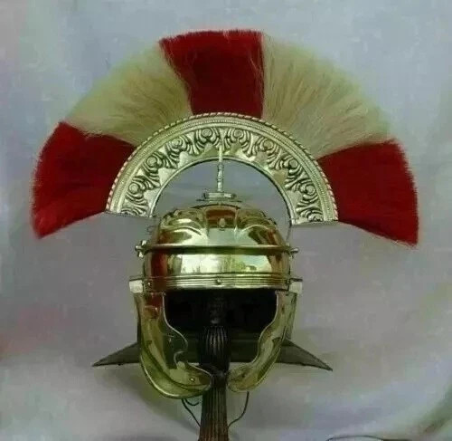 Medieval Knight Antique Brass Roman Centurion Helmet With Plume Collectibles