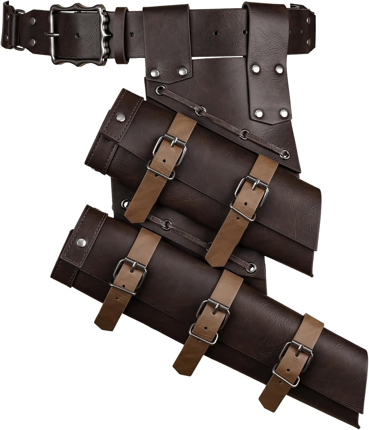 Medieval Double Sword Frog with Belt, Adjustable Sword Holster | PU, Adjustable,