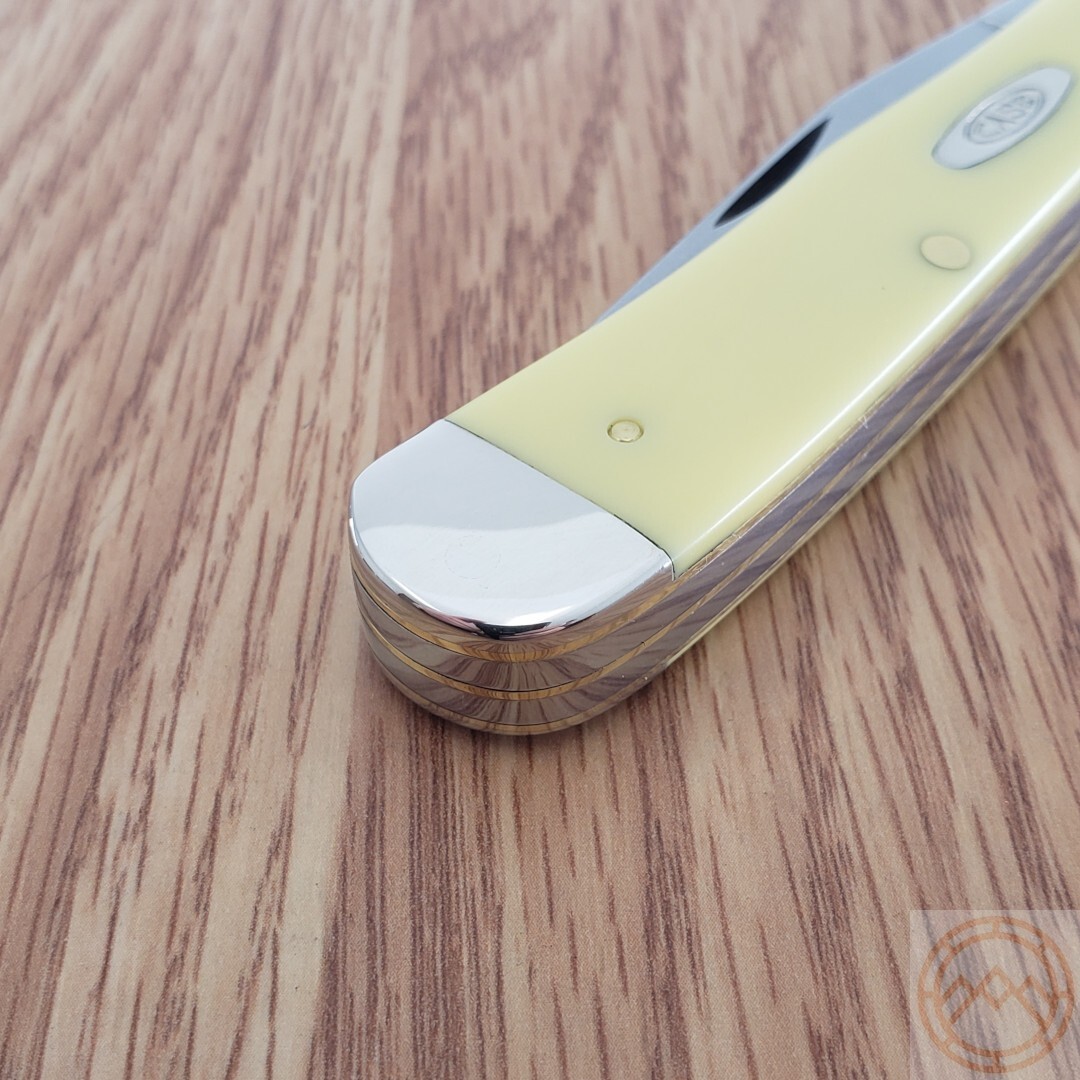Case XX Trapper Pocket Knife Carbon Steel Blades Yellow Smooth Synthetic Handle
