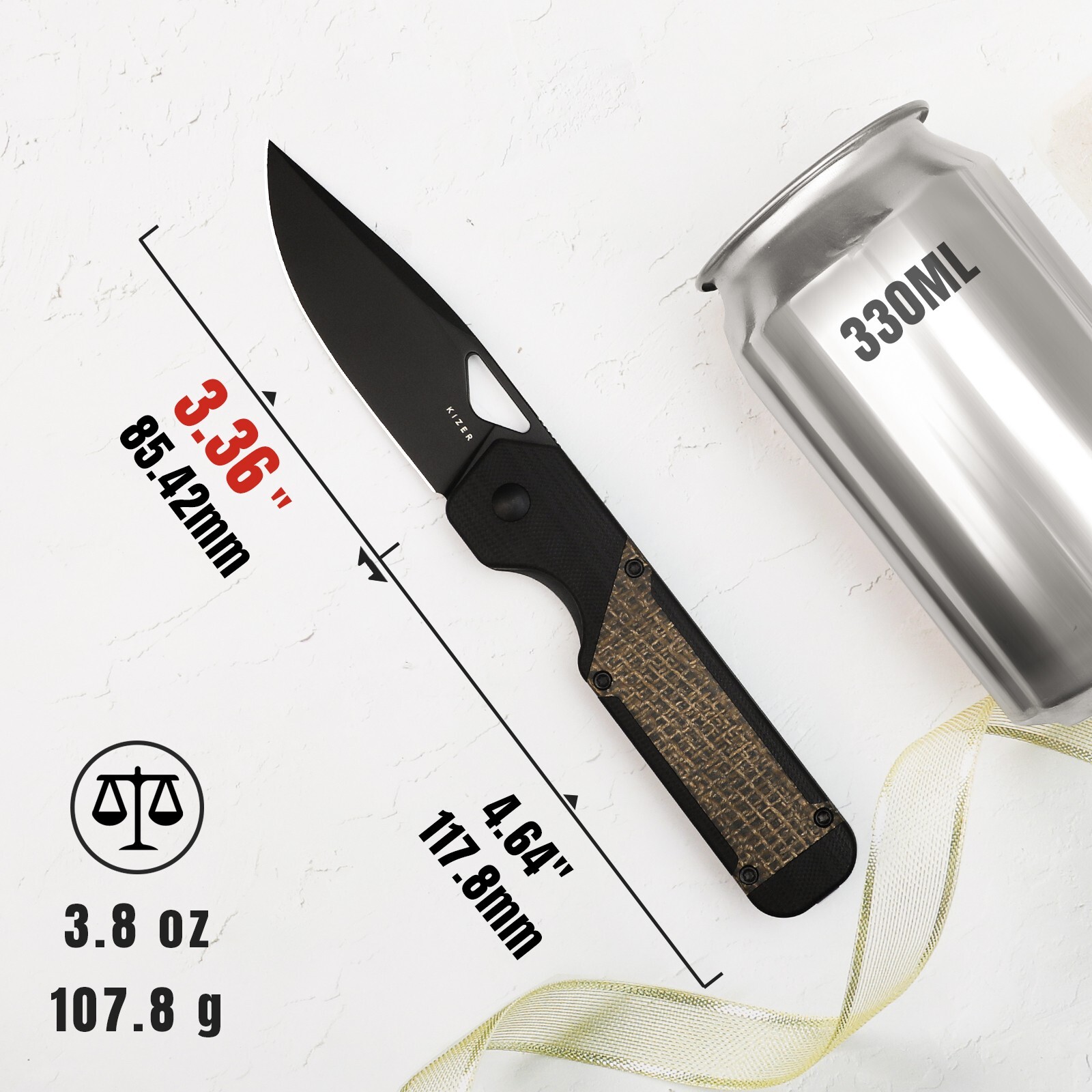 Kizer Militaw Pocket Knife Nitro V Blade Drop Point Blade Folding Knife V3634A1