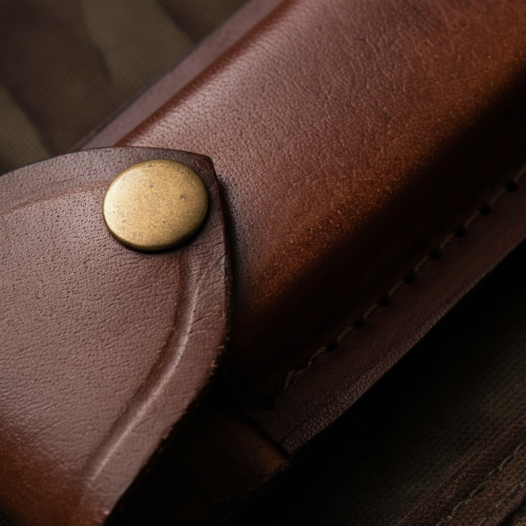 Custom Leather Vertical Sheath for Buck 110 Folding Knife 5.5″ Belt Pouch