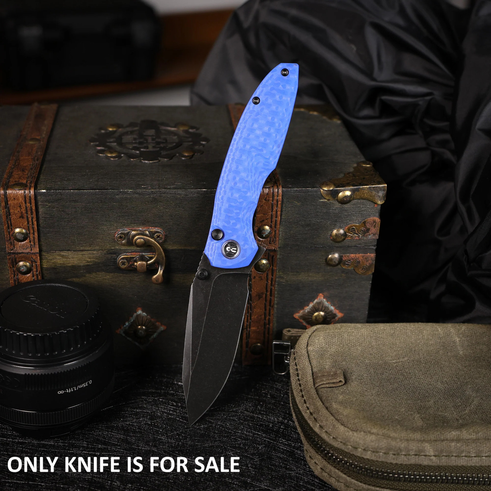 REMETTE Cool Whale Folding Knife 3.5″ 14C28N Sandvik Steel Blade Blue G10 Handle