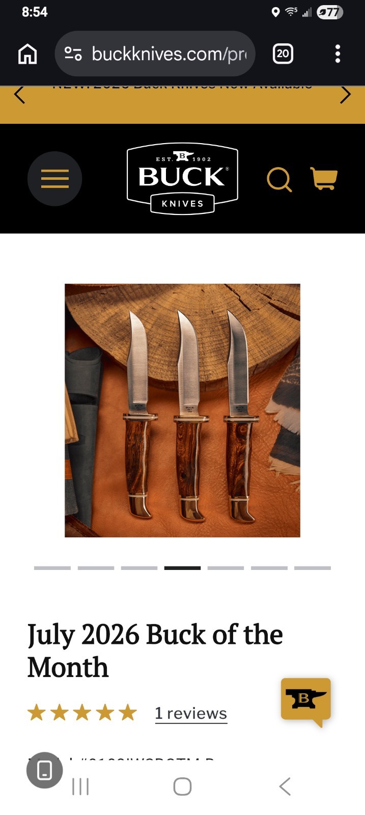 Buck BOTM JULY 2026 102 Knife S35VN BLADE IRONWOOD, BRASS