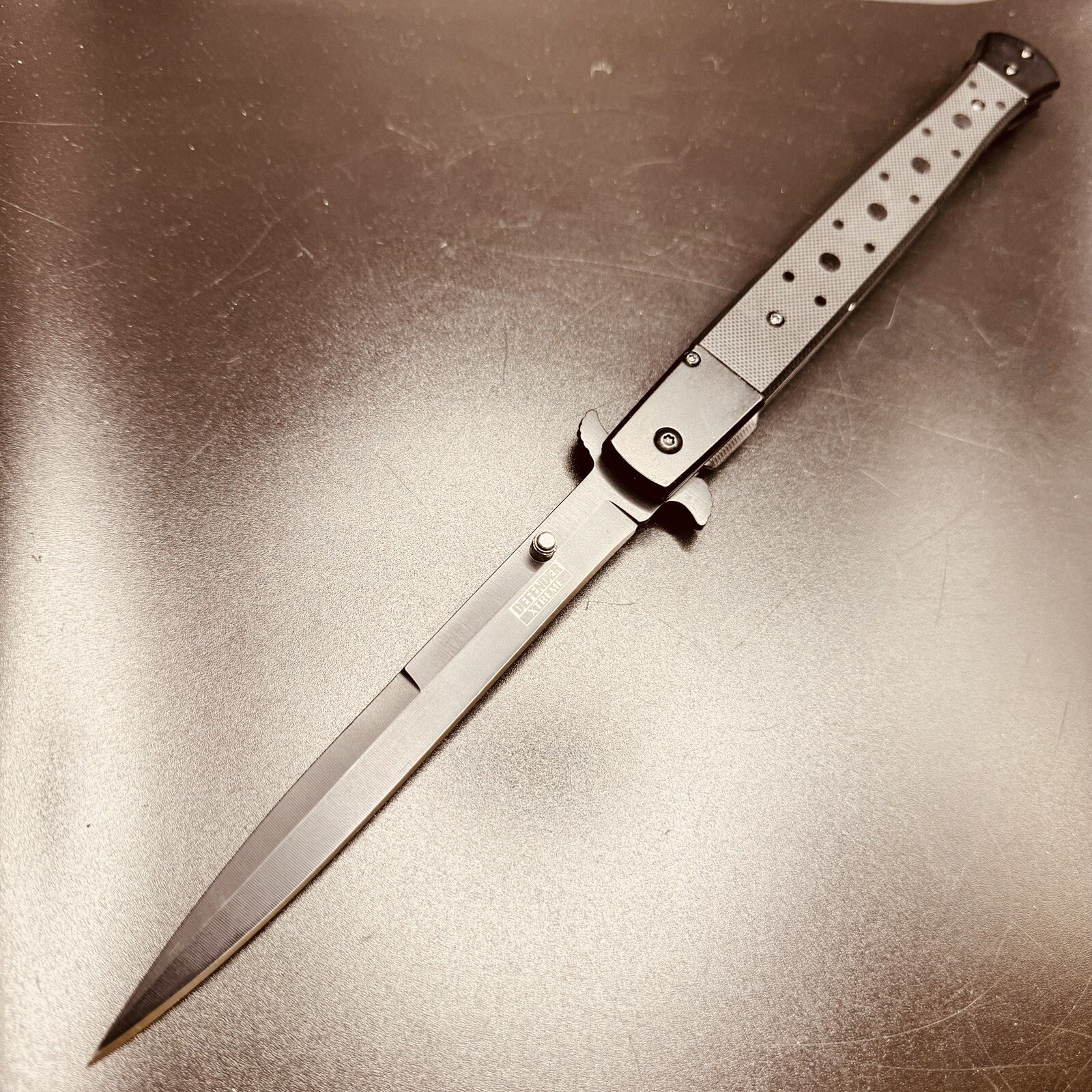 12” Long Black G10 Spring Assisted stainless Blade Folding Pocket Knife