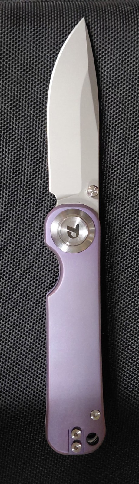 Dream Tech Knives #D4245/Purple Titanium Handle Button Lock VG 10 Blade.