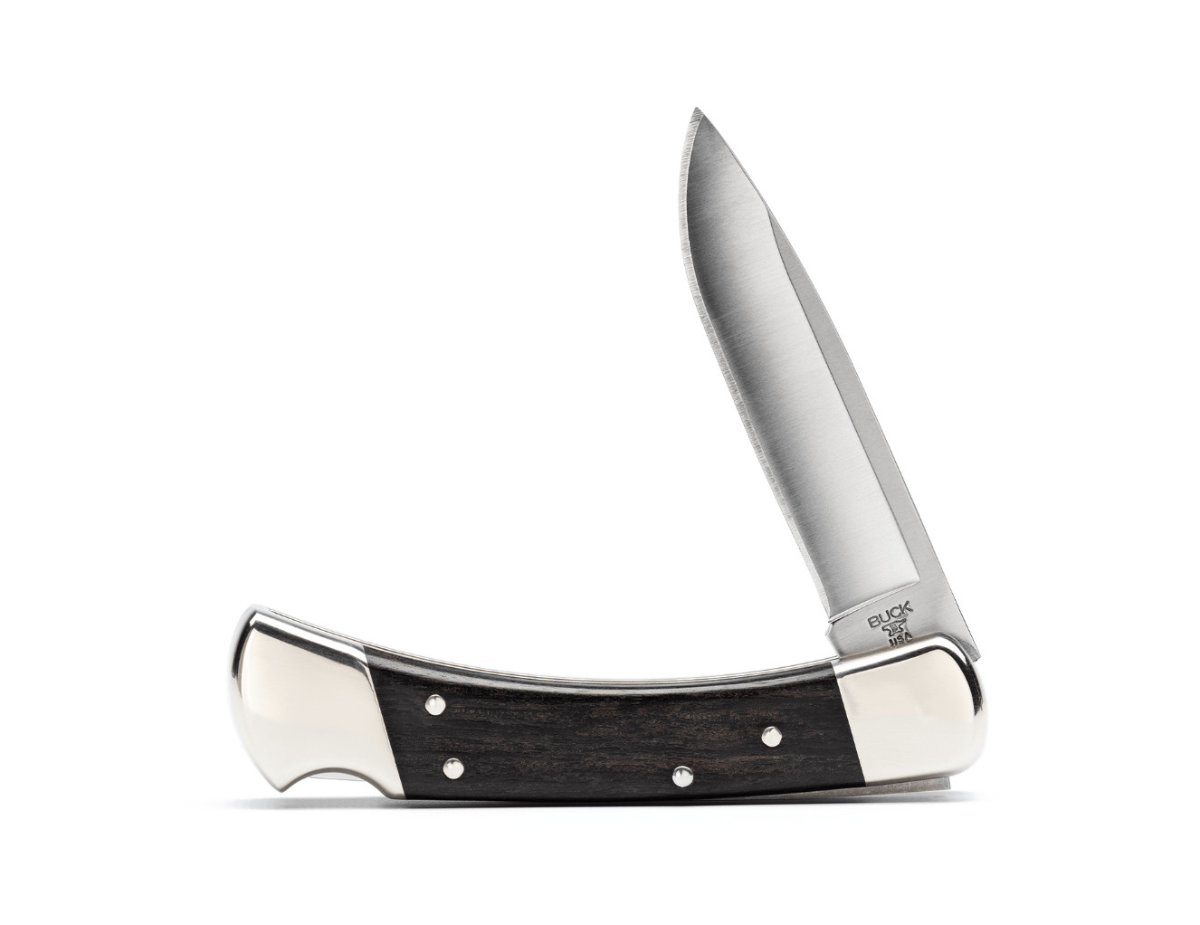 Buck 110 Nickel Silver Drop Point Folding Hunter Knife Made in USA 0110BRS12-B