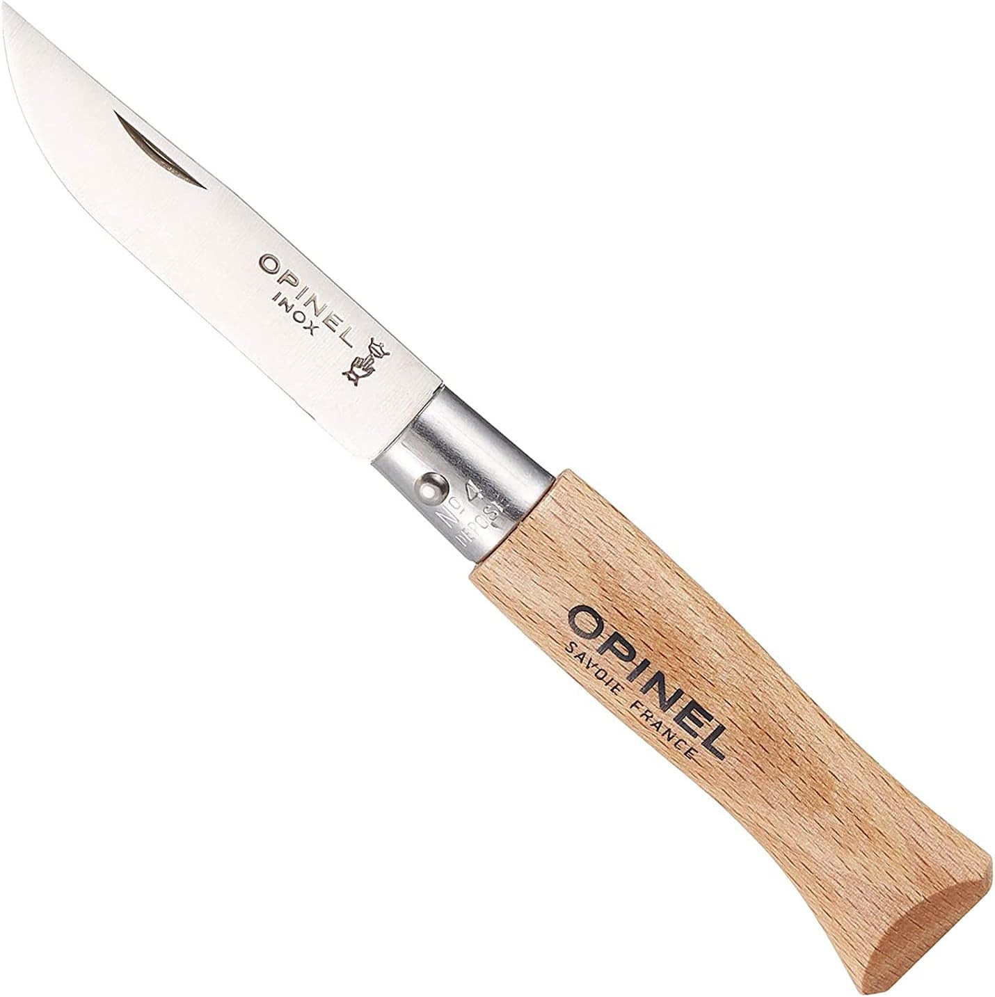 Stainless Steel Inox Folding Knife with Beechwood Handles Sizes No.02 to No.05