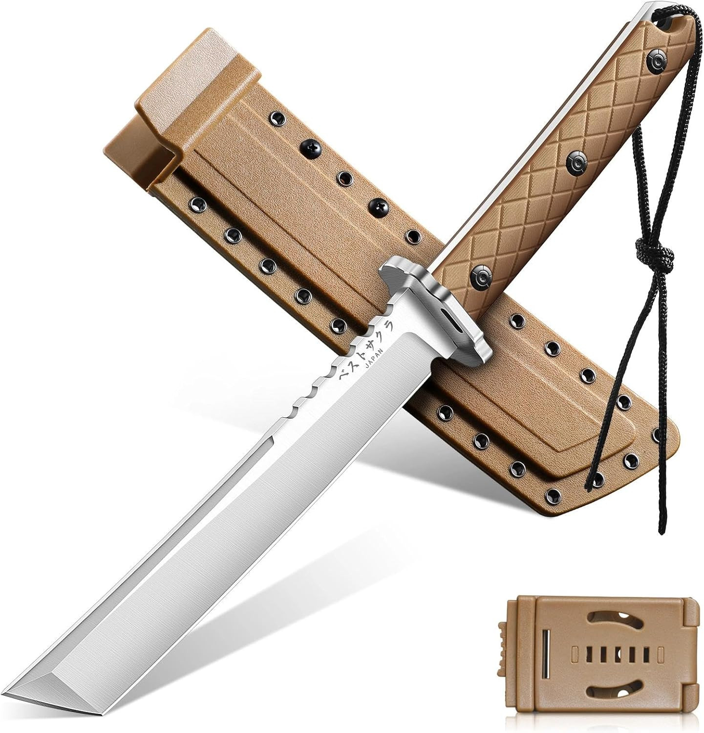 Purple Dragon Japanese Tanto Knife – D2 Steel Fixed Blade Knife with Sheath, Coo