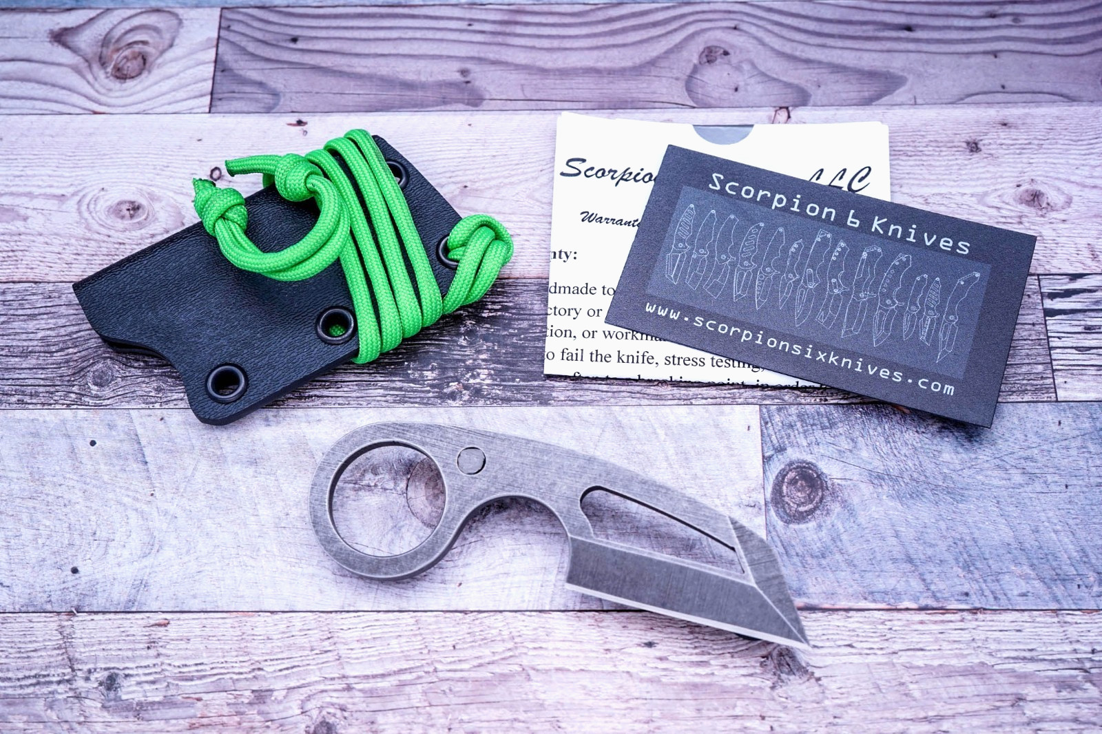 Scorpion 6 Knives Frelser, Gray Finished Wharncliffe CTS-XHP, Black Sheath