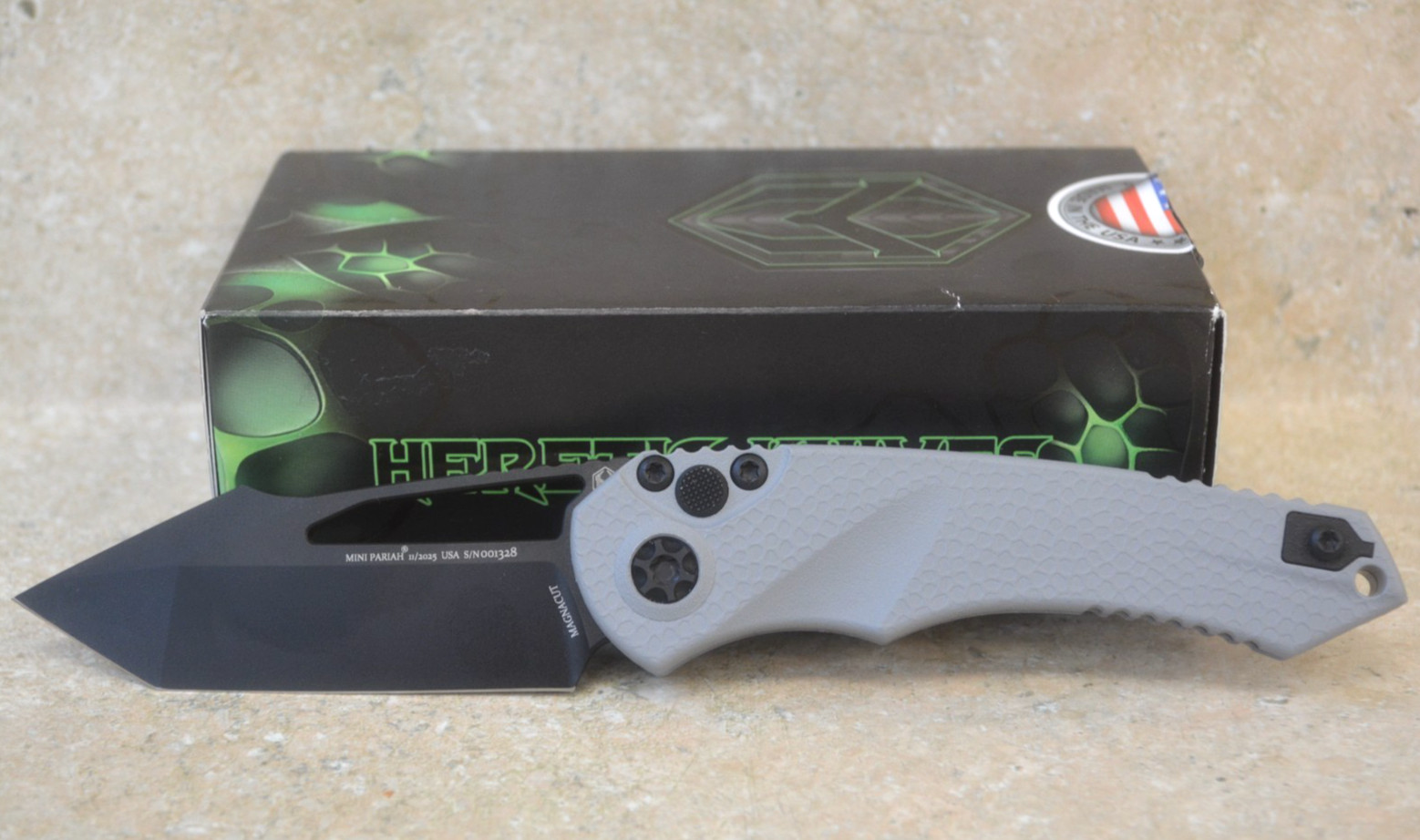 Heretic Knives Mini Pariah Manual Gray Tanto H053-4A-GRY *New* FREE SHIPPING