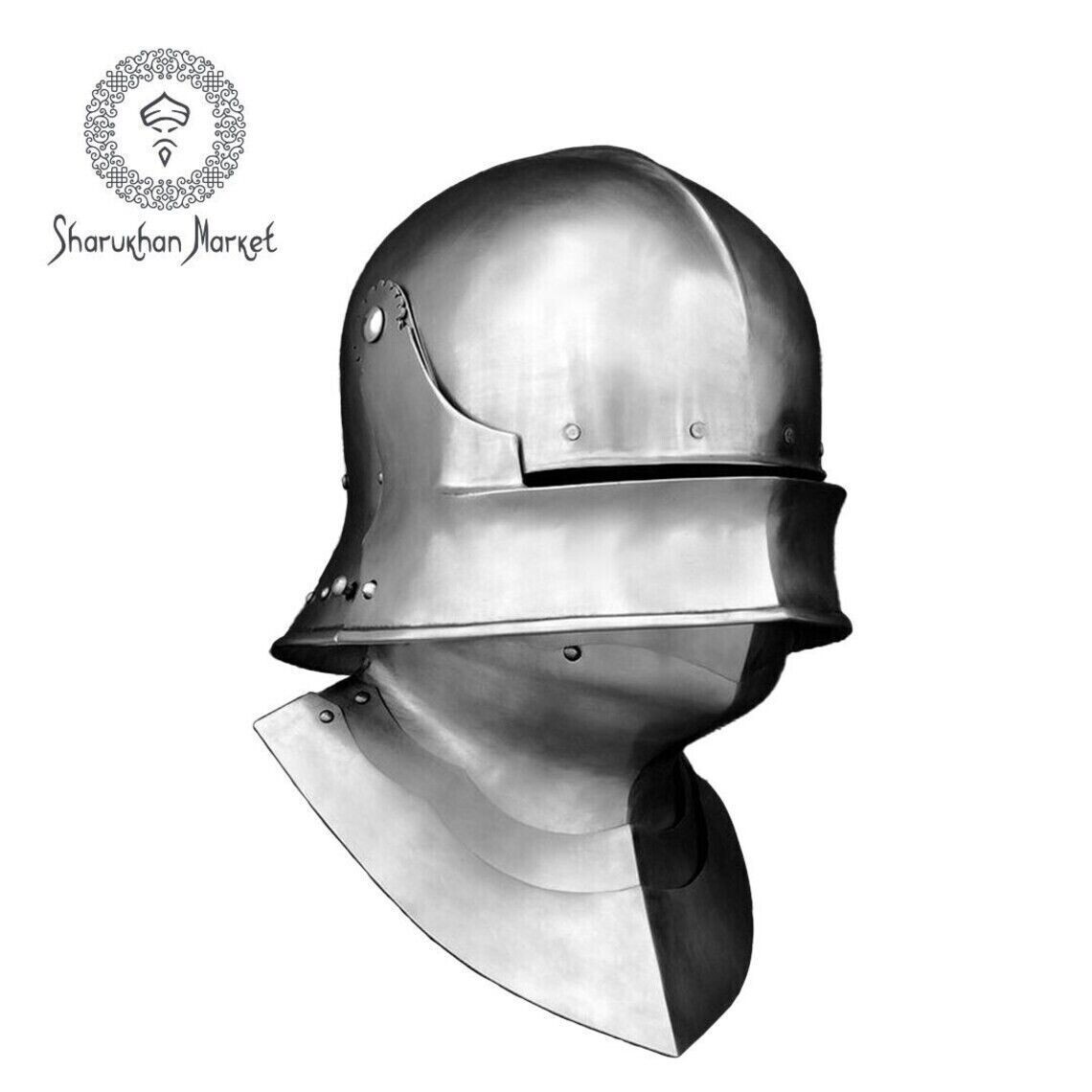 German Sallet Bevor Helmet Medieval Gothic Sca 15 Century Larp Knight Armor